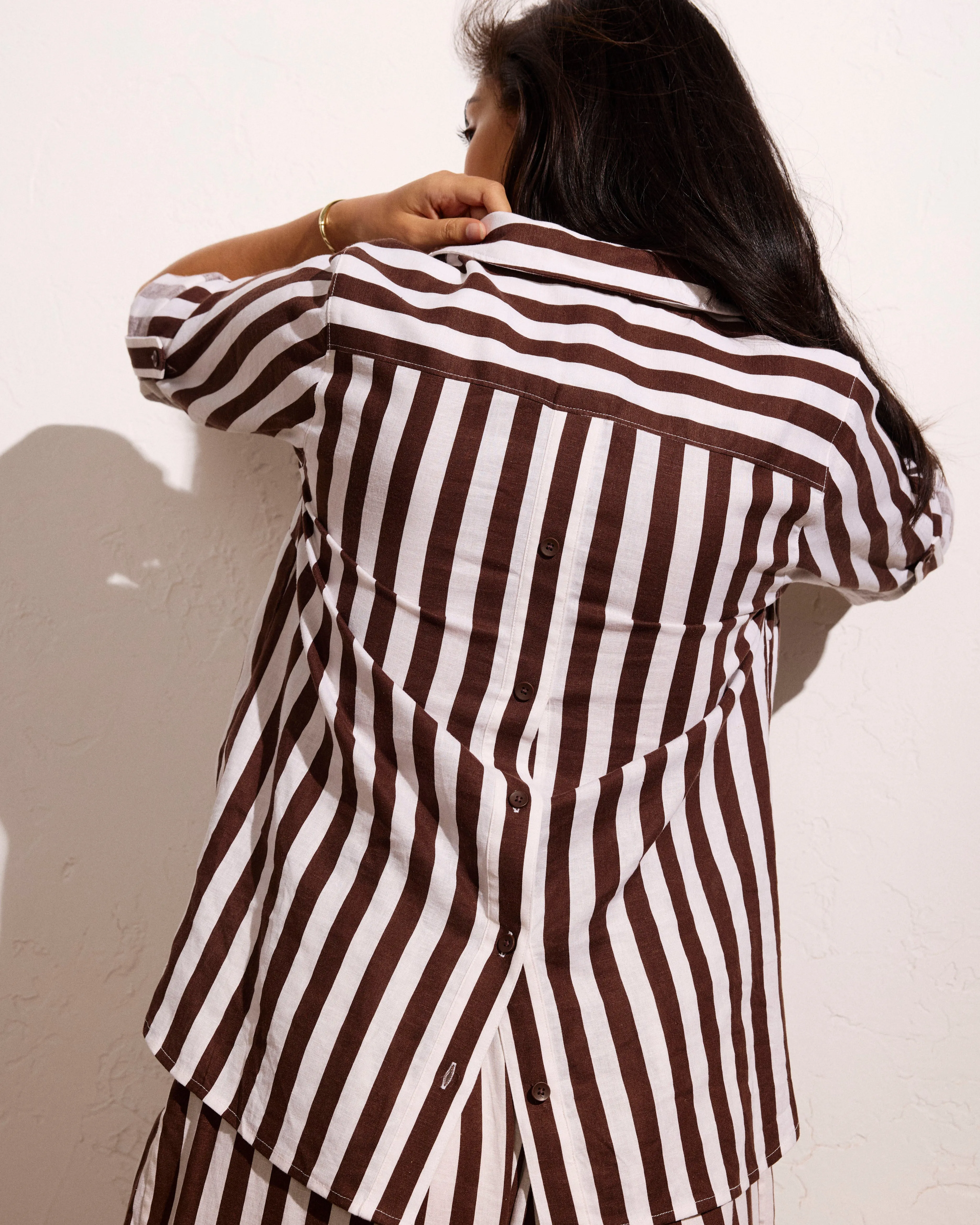 Button Back Linen Polo Shirt - Peppercorn Stripe sold by Universal Standard product image thumbnail 4