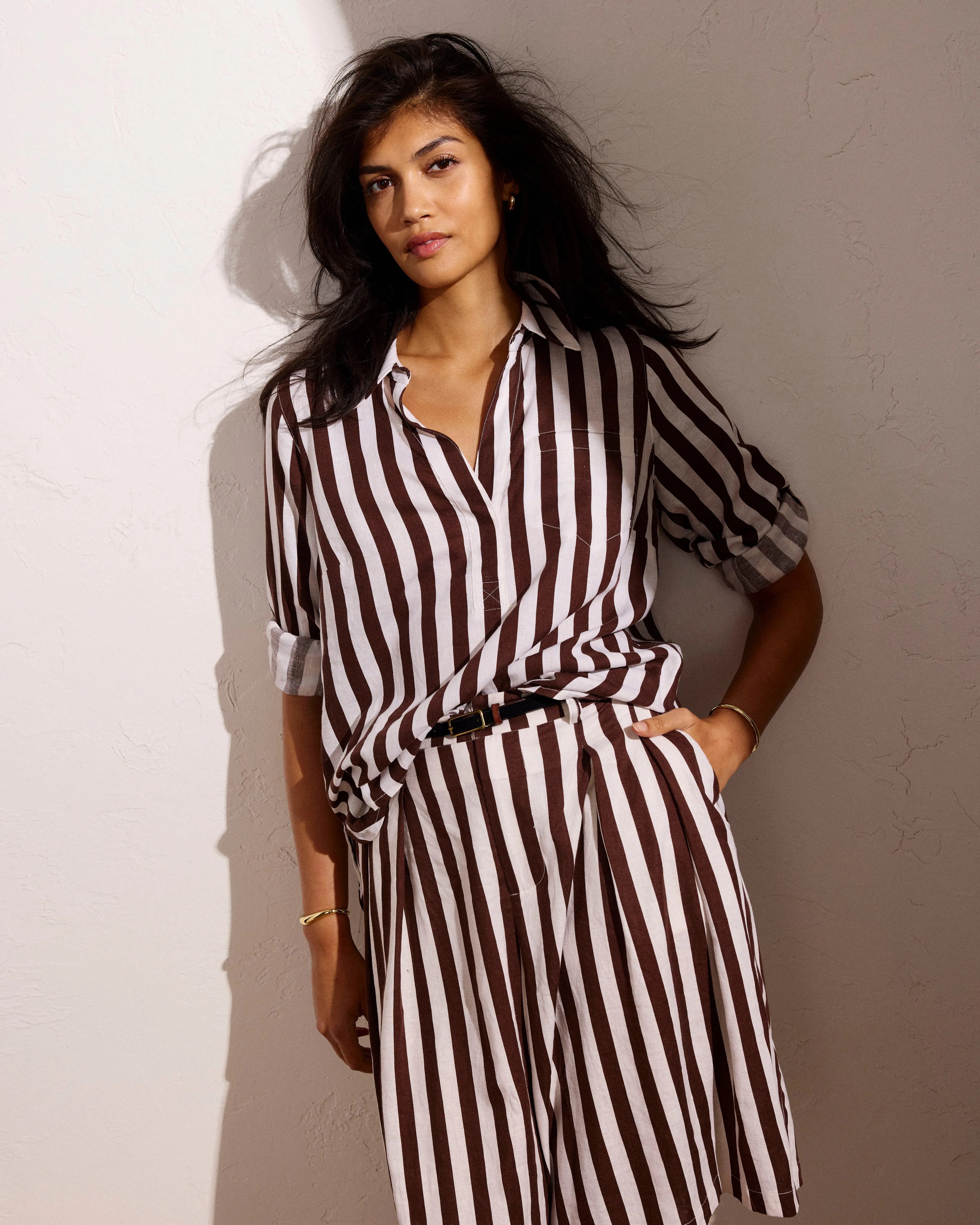 Button Back Linen Polo Shirt - Peppercorn Stripe sold by Universal Standard product image thumbnail 2