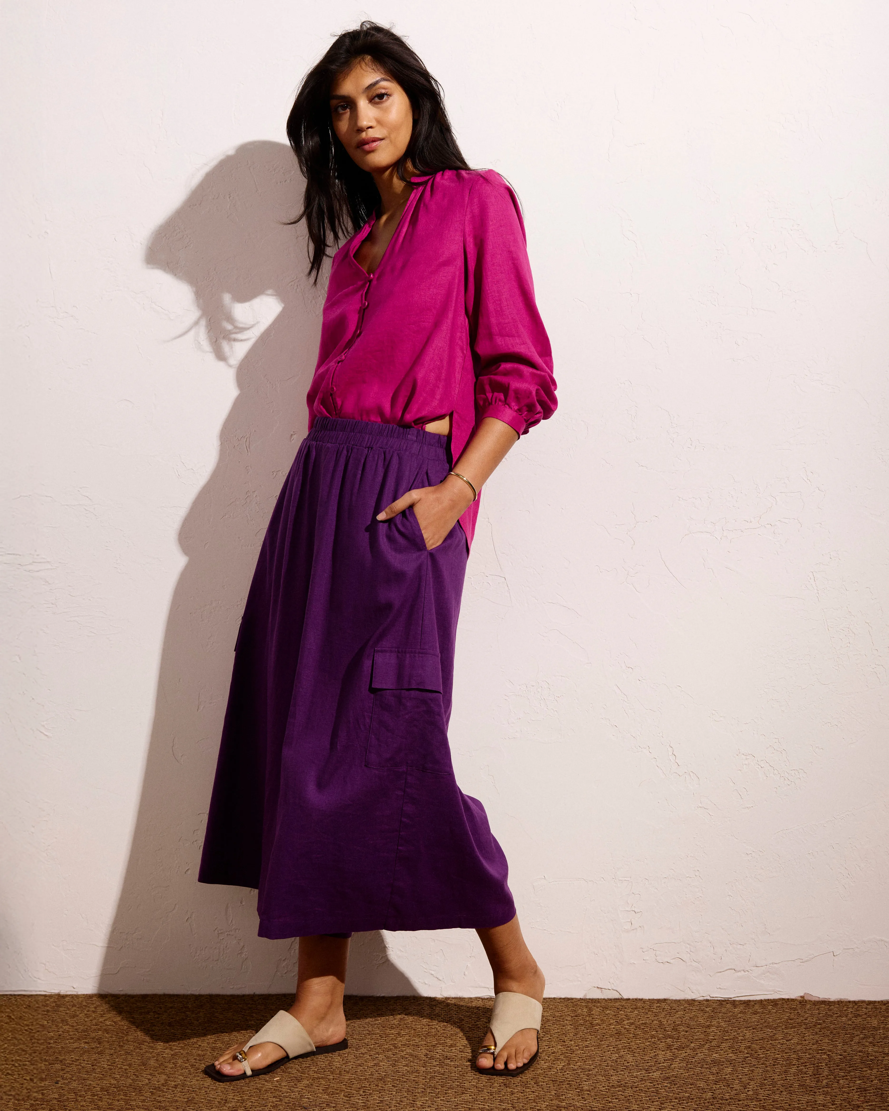 Palazzo Cargo Linen Pant - Dreamy Purple sold by Universal Standard product image thumbnail 3