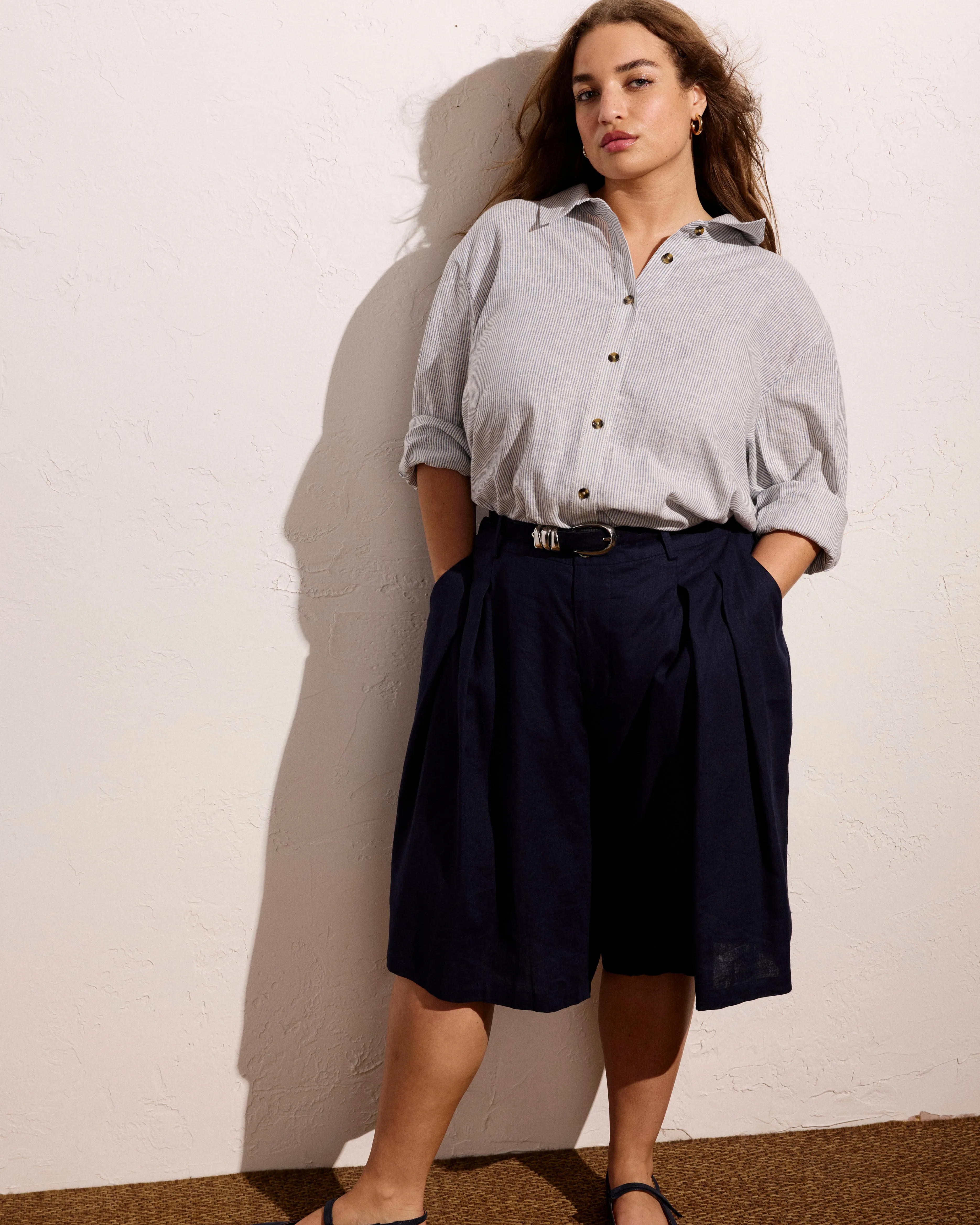 Seaport Tailored Linen Short - Navy sold by Universal Standard product image thumbnail 4