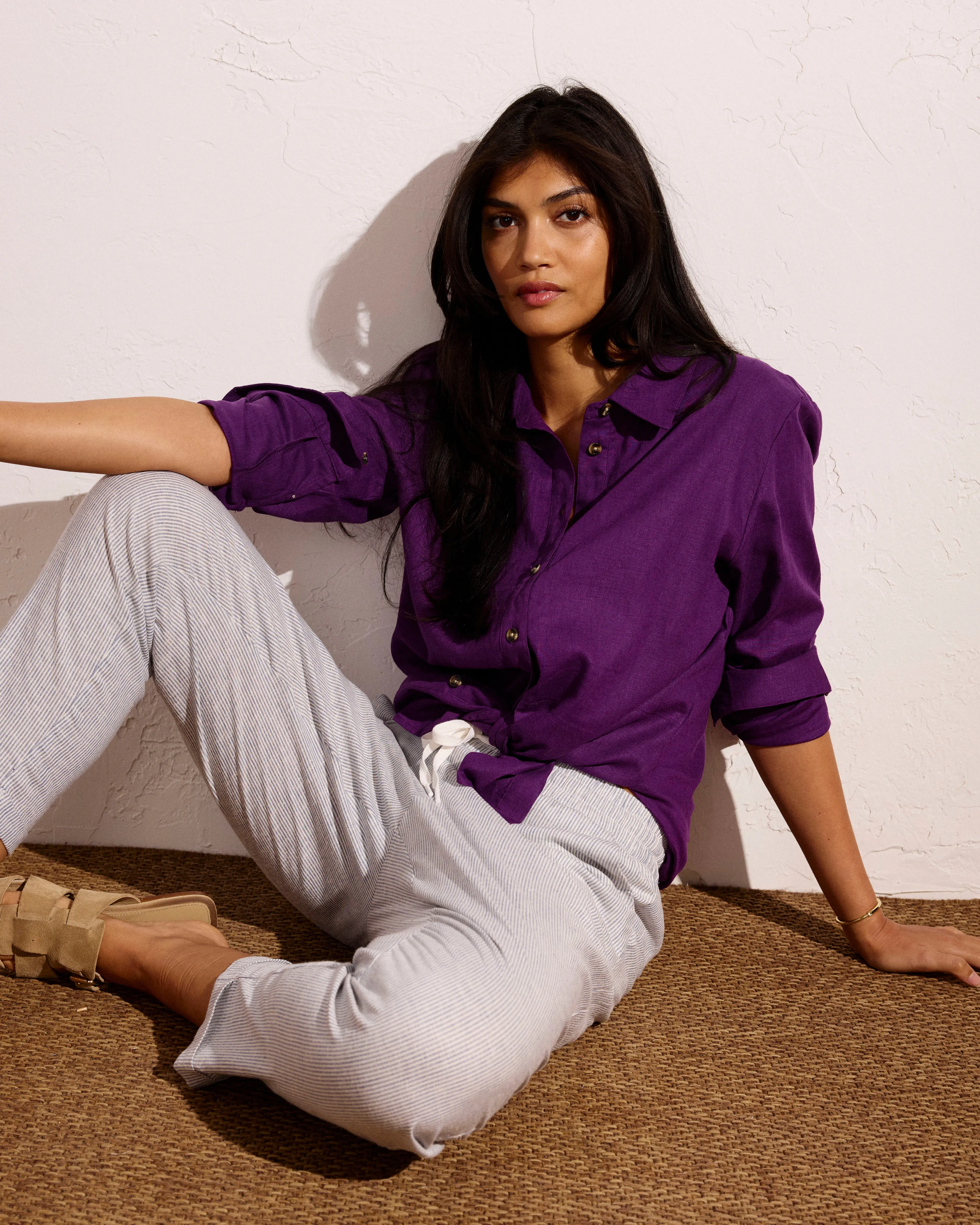 Sayville Linen Drawstring Pant - Beach Stripe sold by Universal Standard