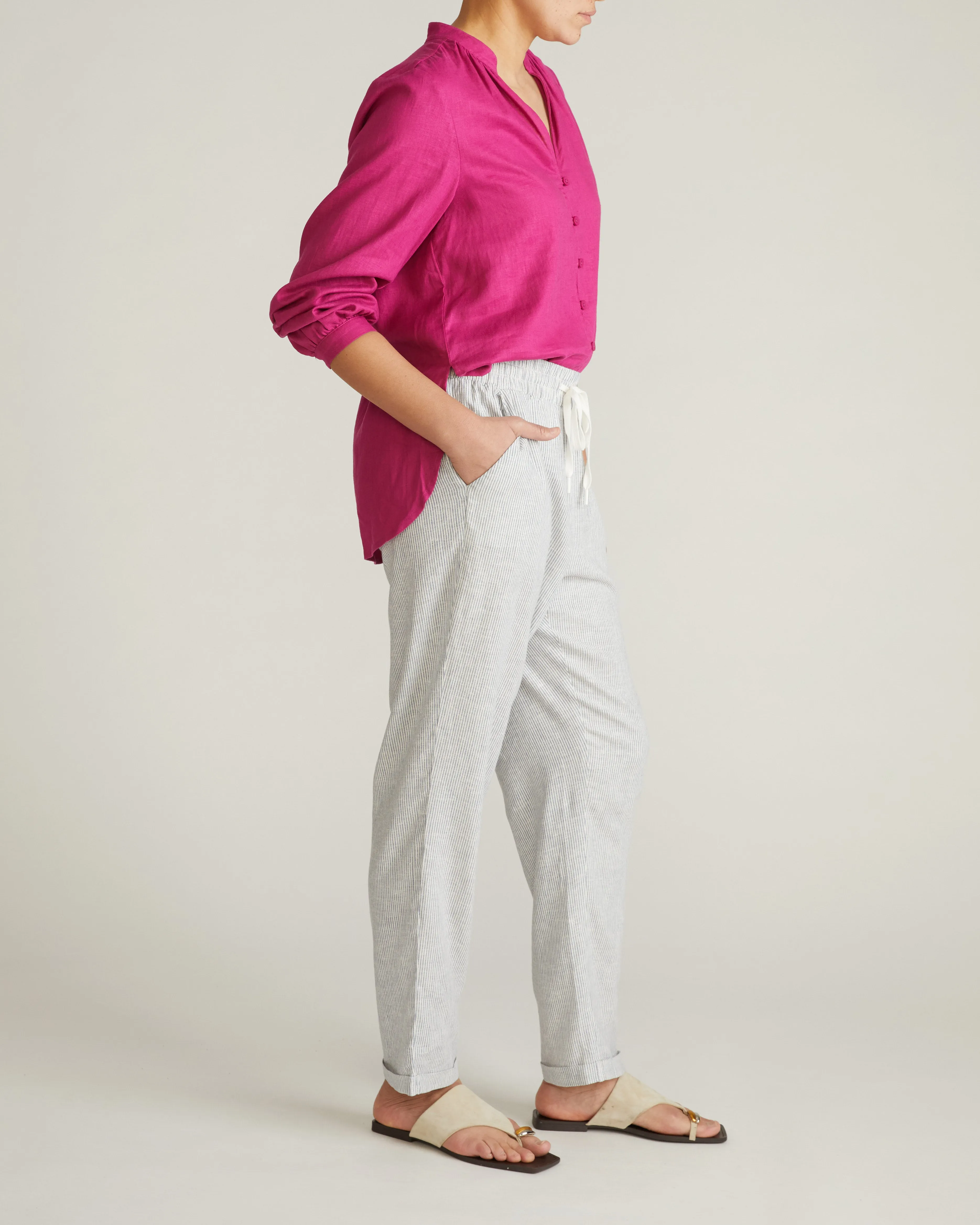 Sayville Linen Drawstring Pant - Beach Stripe sold by Universal Standard product image thumbnail 5