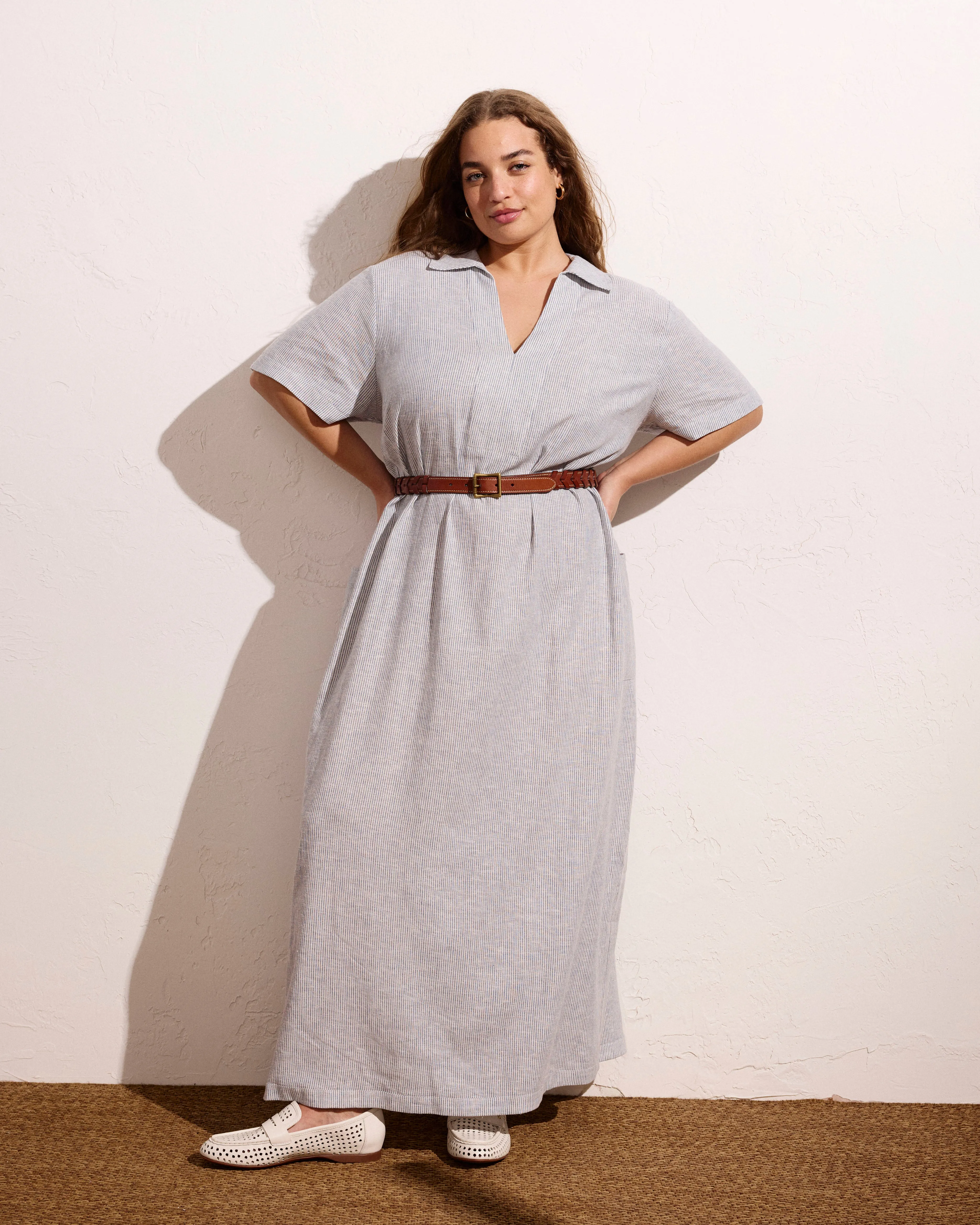 Padma Polo Neck Linen Dress - Beach Stripe sold by Universal Standard product image thumbnail 5