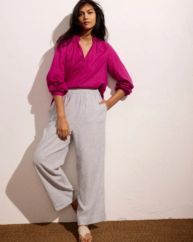 Iris Linen Easy Pull-On Pants - Beach Stripe sold by Universal Standard