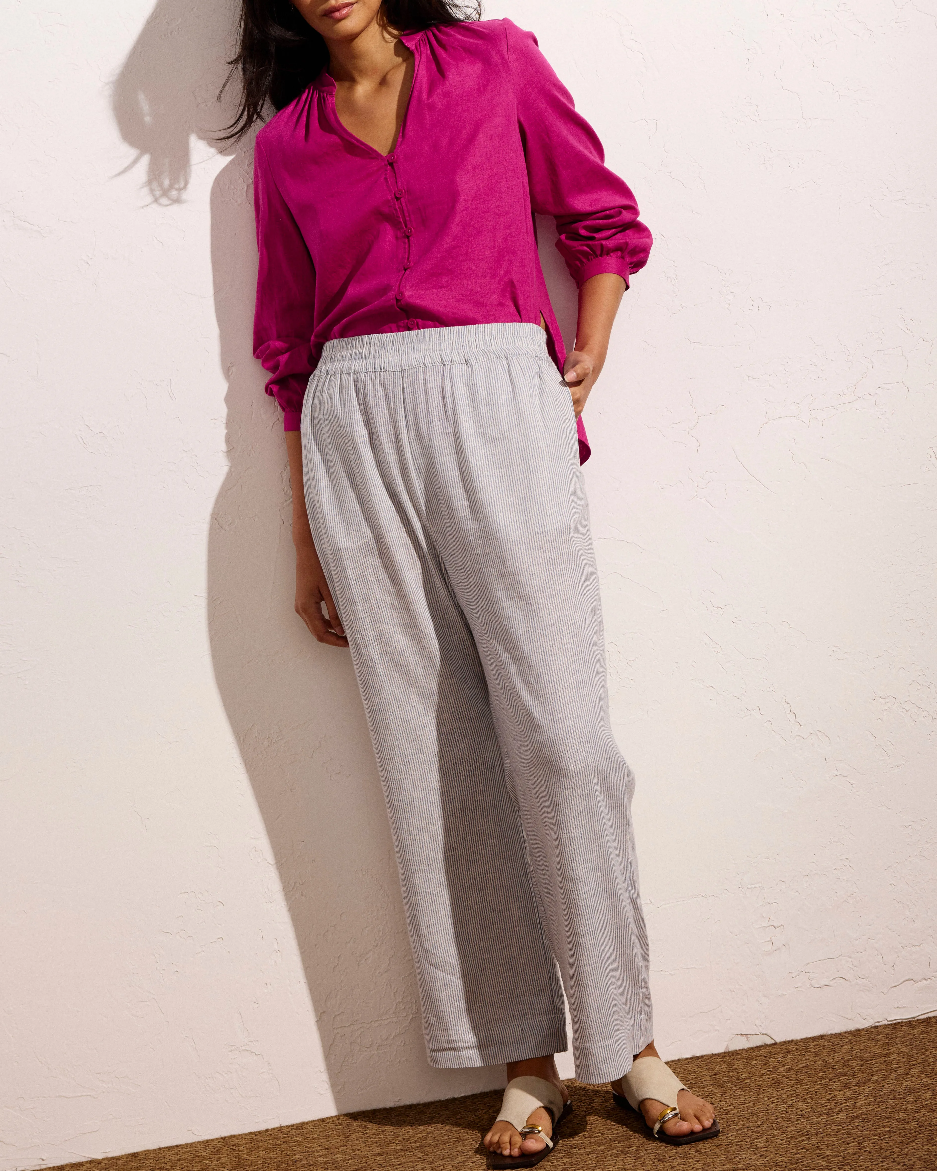Iris Linen Easy Pull-On Pants - Beach Stripe sold by Universal Standard product image thumbnail 2