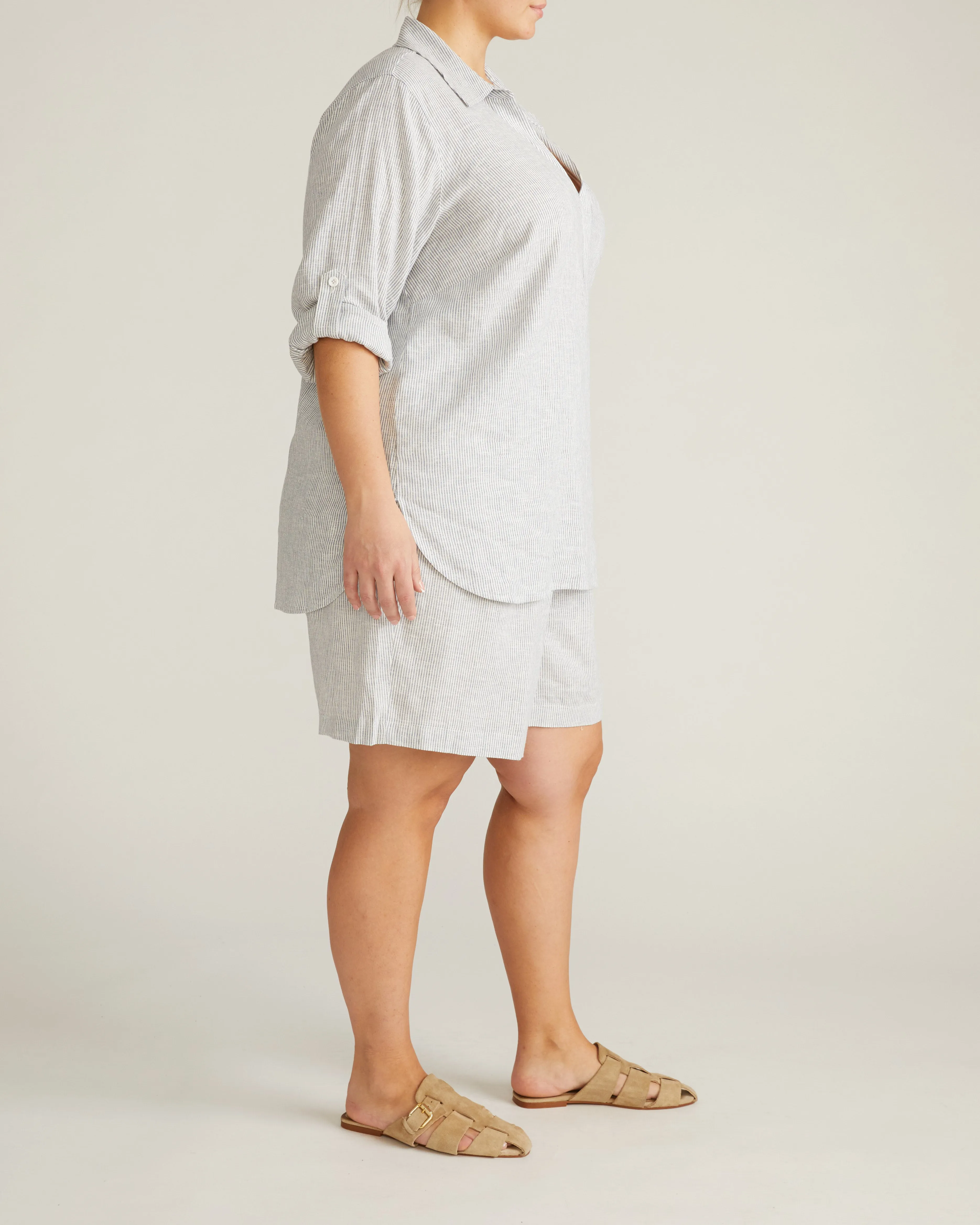 Juniper Linen Easy Pull-On Shorts - Beach Stripe sold by Universal Standard product image thumbnail 5