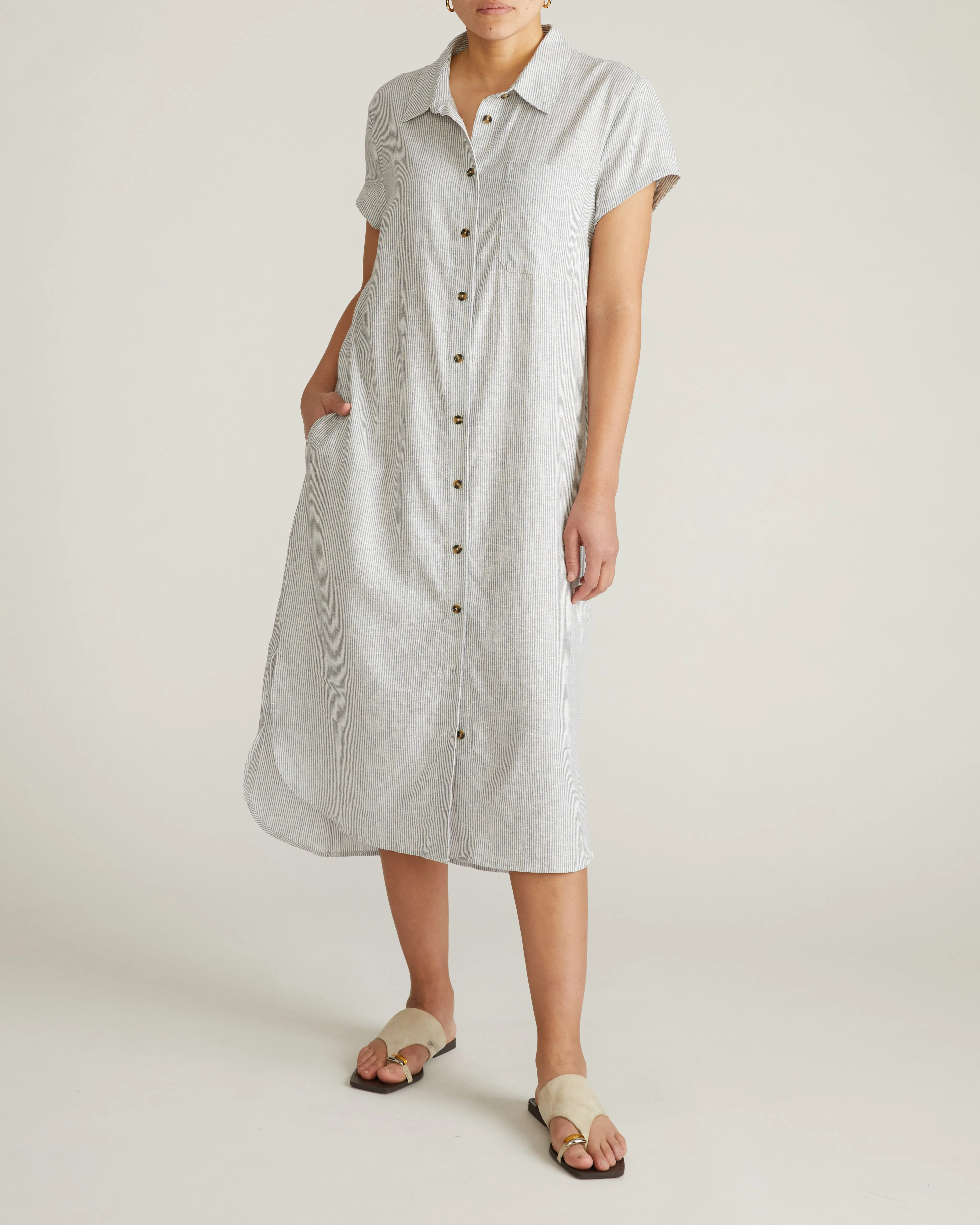 Dune Linen Shirtdress - Beach Stripe sold by Universal Standard product image thumbnail 5