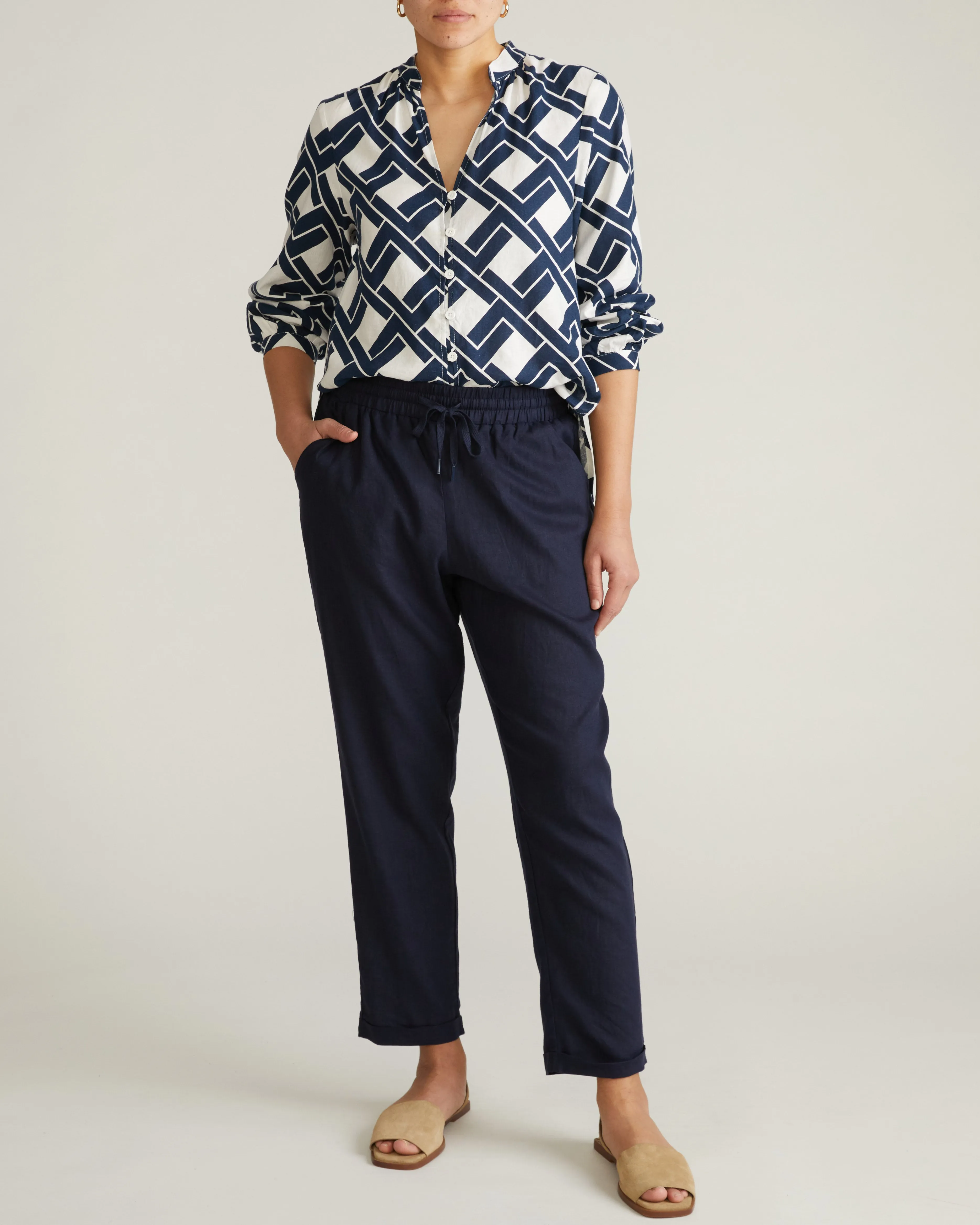 Avalon Linen Blouse - Geometrica Print sold by Universal Standard product image thumbnail 4