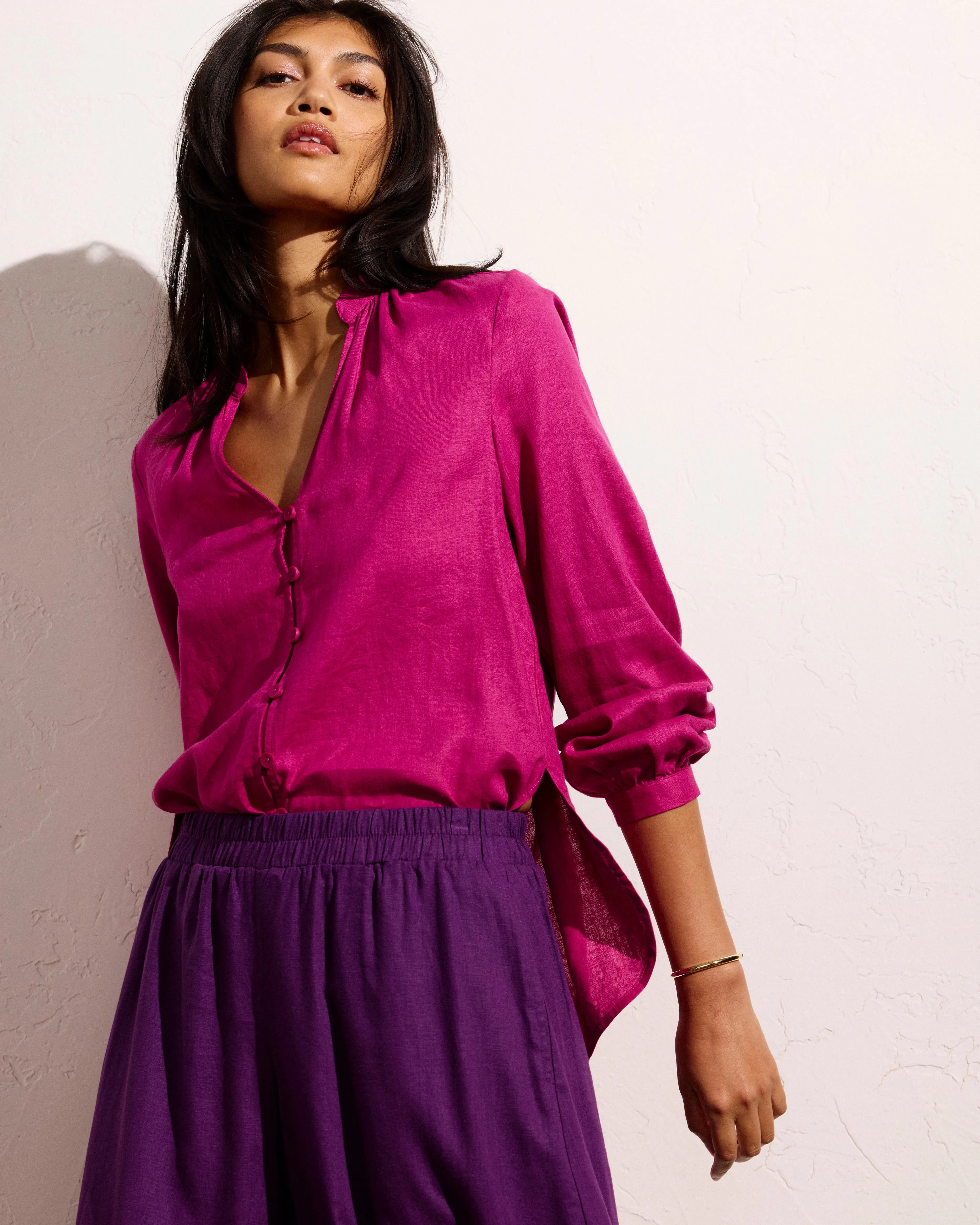 Avalon Linen Blouse - Hyper Pink sold by Universal Standard product image thumbnail 2