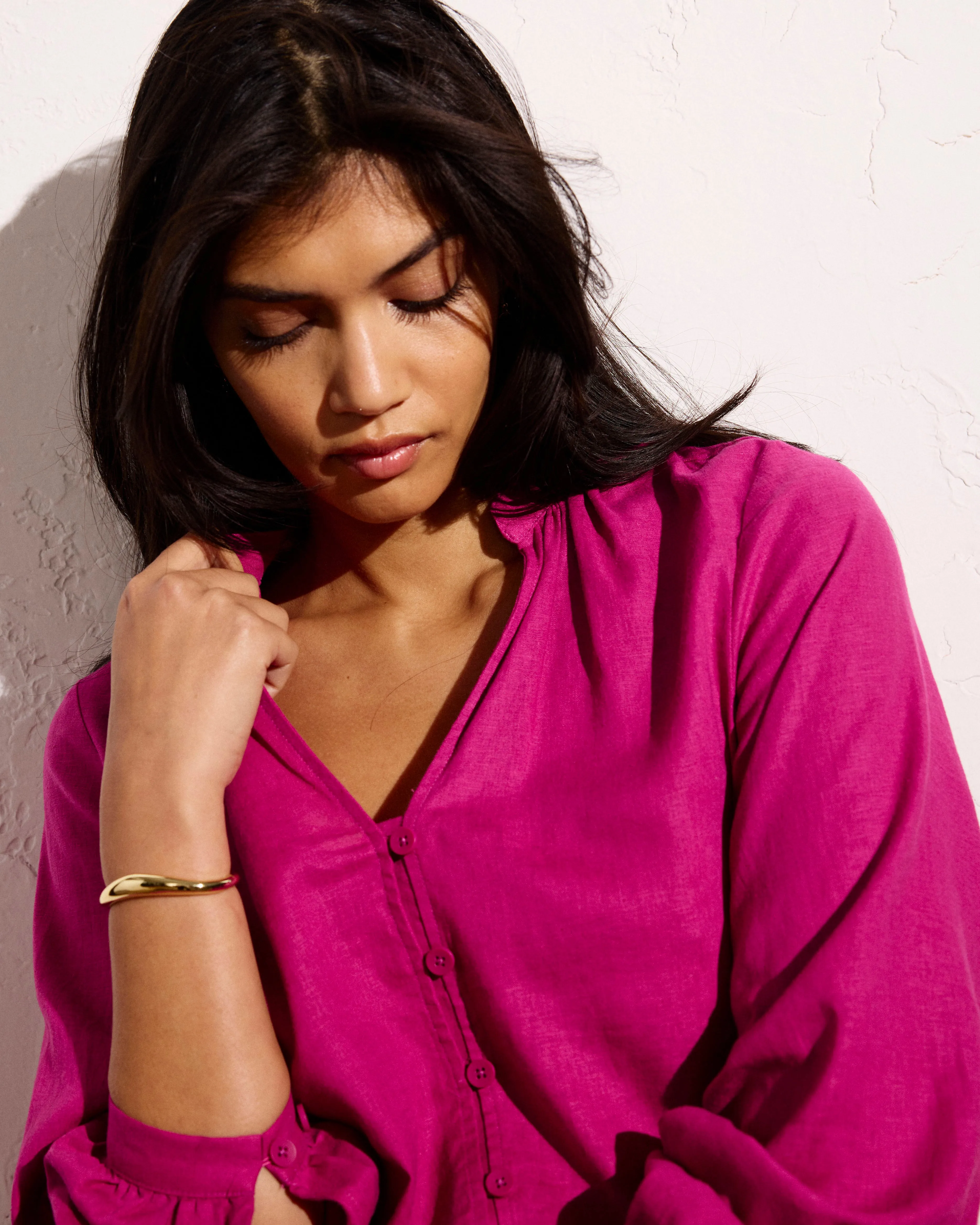 Avalon Linen Blouse - Hyper Pink sold by Universal Standard product image thumbnail 4