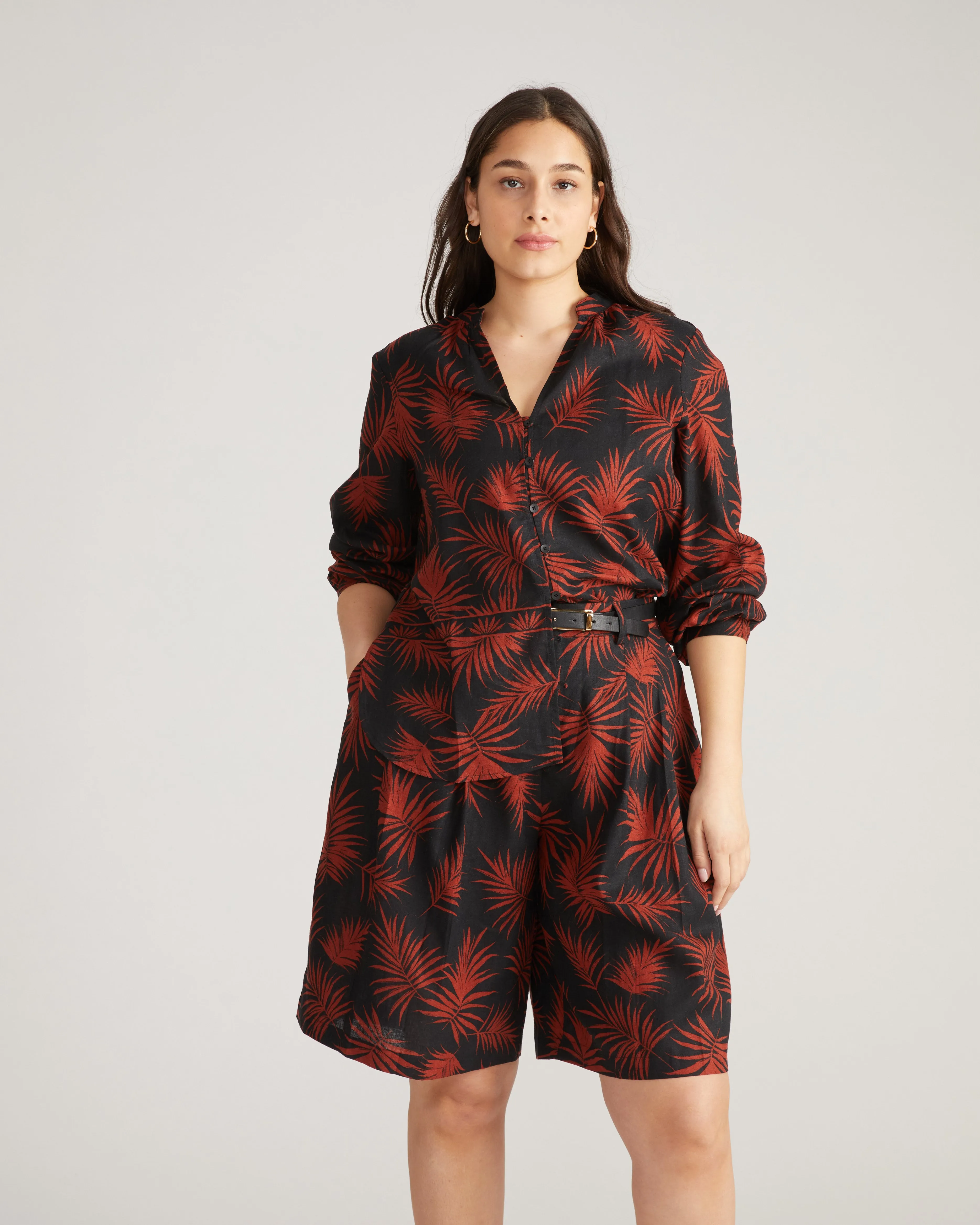 Avalon Linen Blouse - Bohem Print sold by Universal Standard