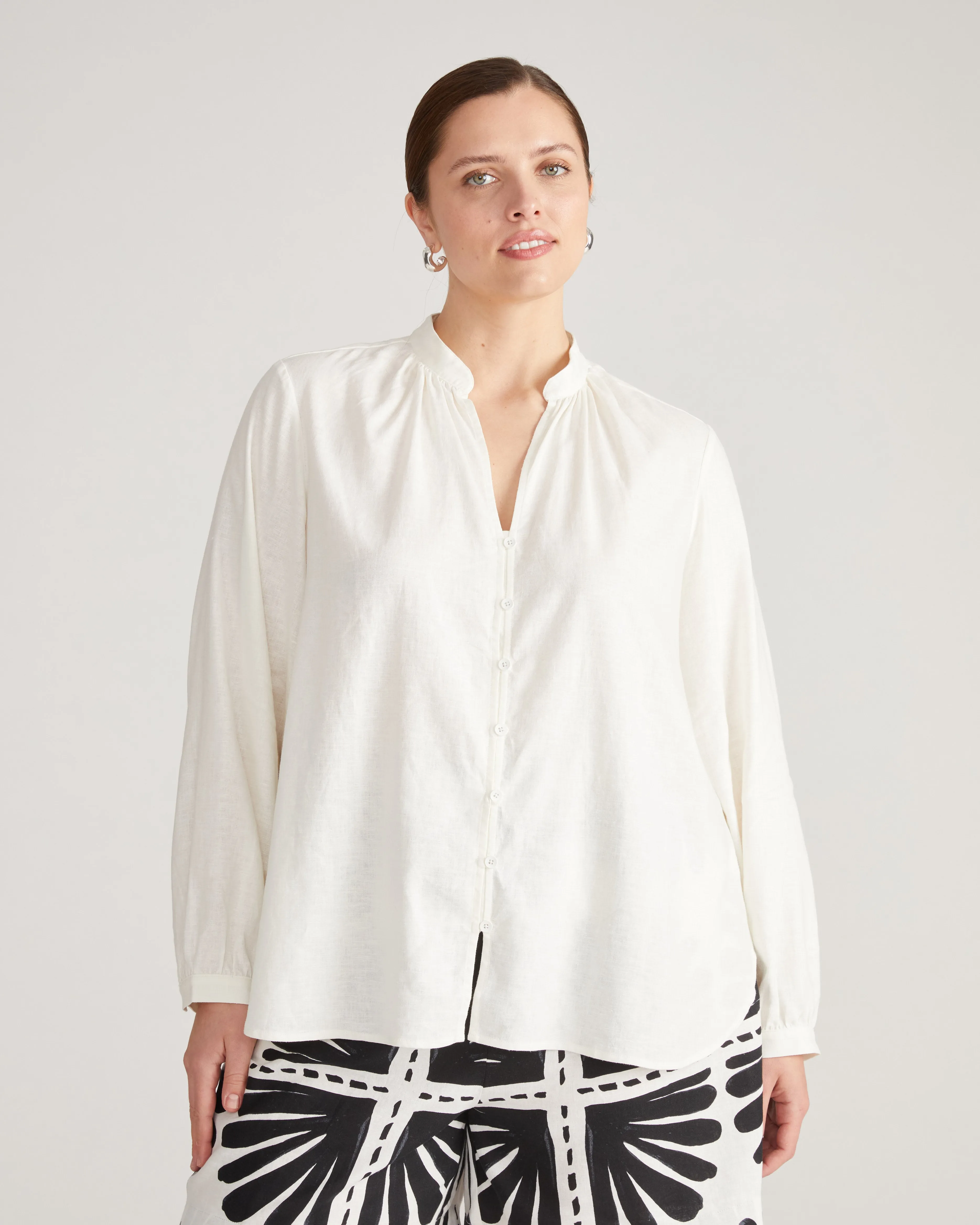 Avalon Linen Blouse - Natural White sold by Universal Standard