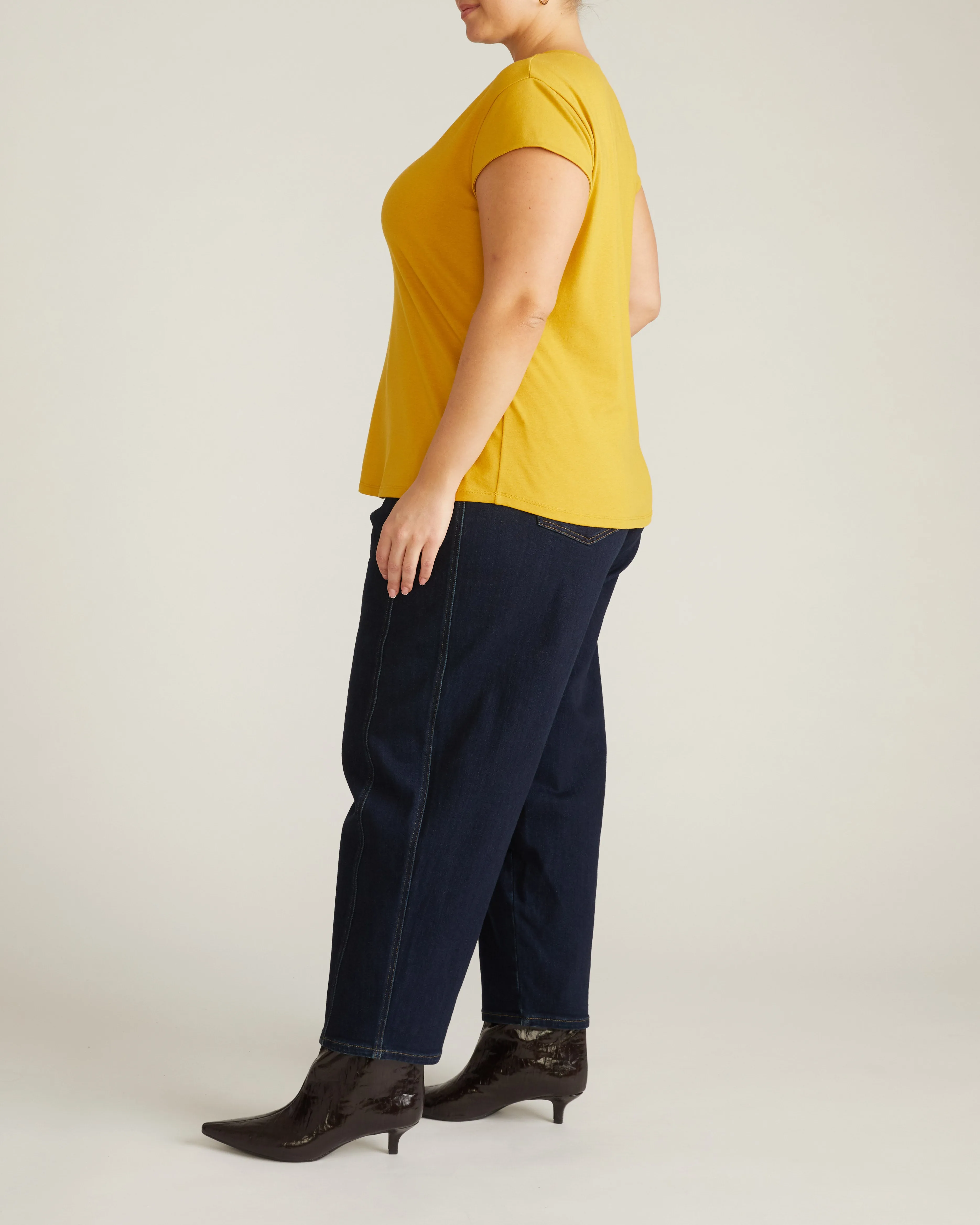 Ashley V Neck Cap Sleeve Tee - Yellow Ochre sold by Universal Standard product image thumbnail 4