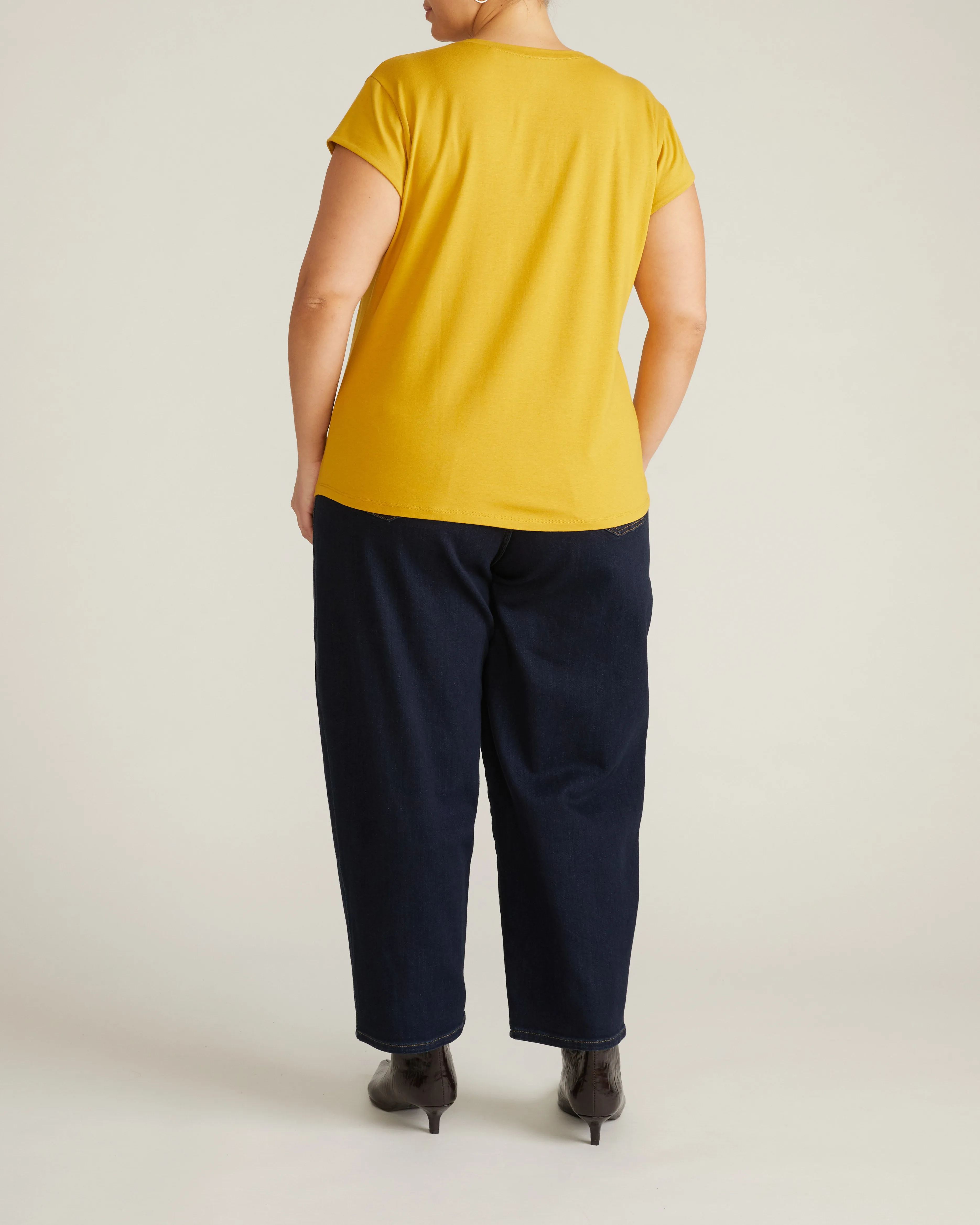Ashley V Neck Cap Sleeve Tee - Yellow Ochre sold by Universal Standard product image thumbnail 5