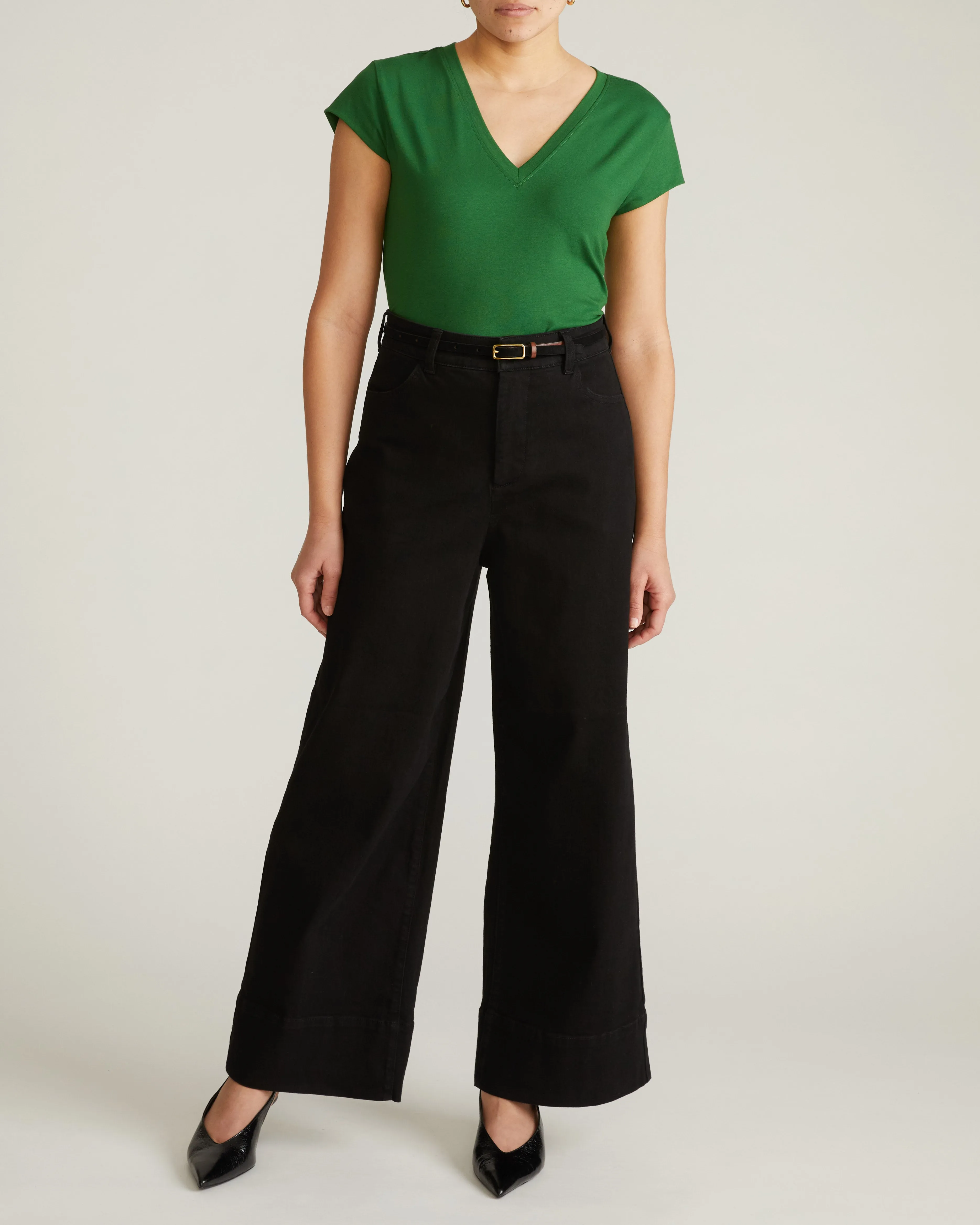 Ashley V Neck Cap Sleeve Tee - Green Park sold by Universal Standard product image thumbnail 5