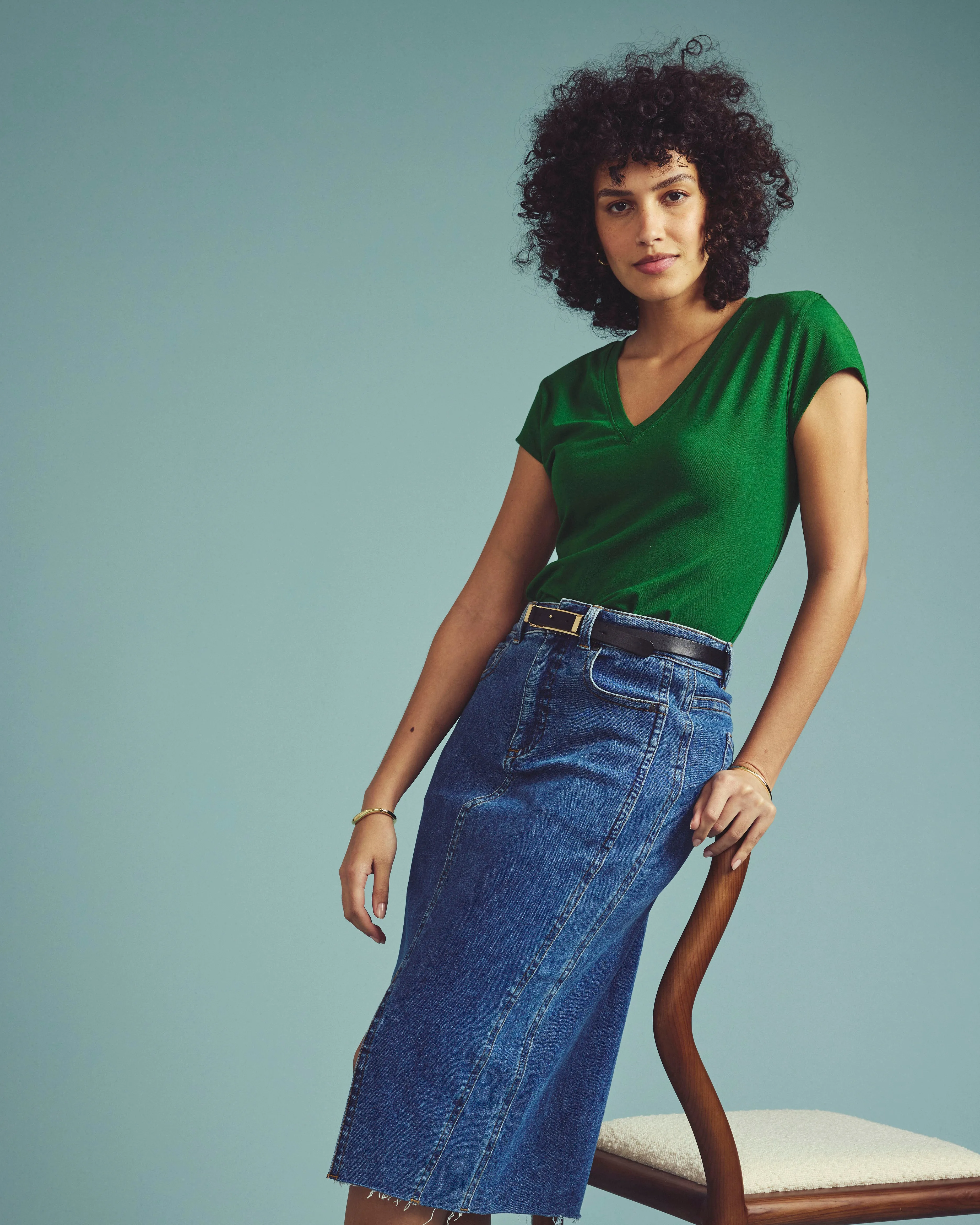 Ashley V Neck Cap Sleeve Tee - Green Park sold by Universal Standard product image thumbnail 3