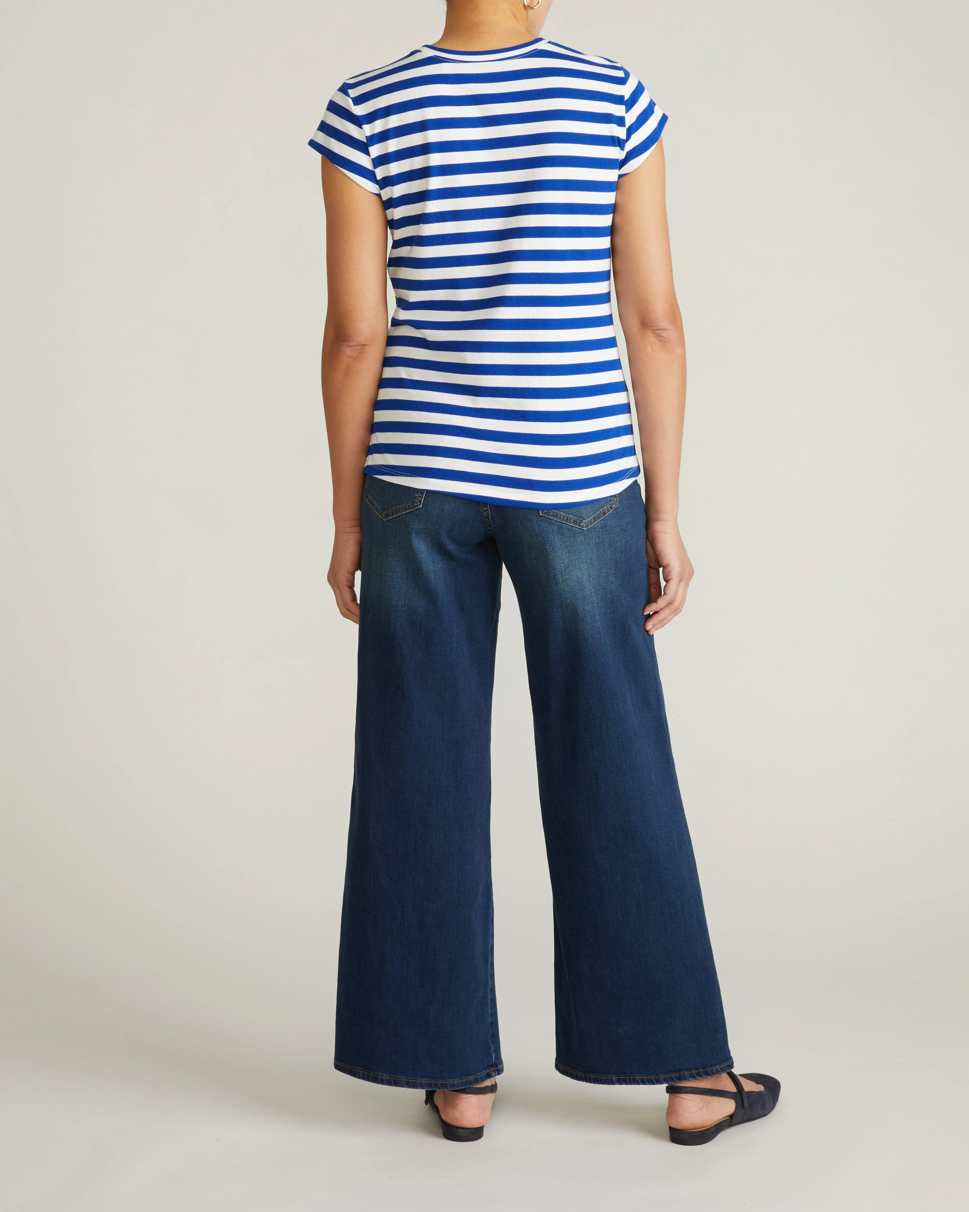 Ashley Cap Sleeve Tee - Hammersmith Blue Stripe sold by Universal Standard product image thumbnail 5