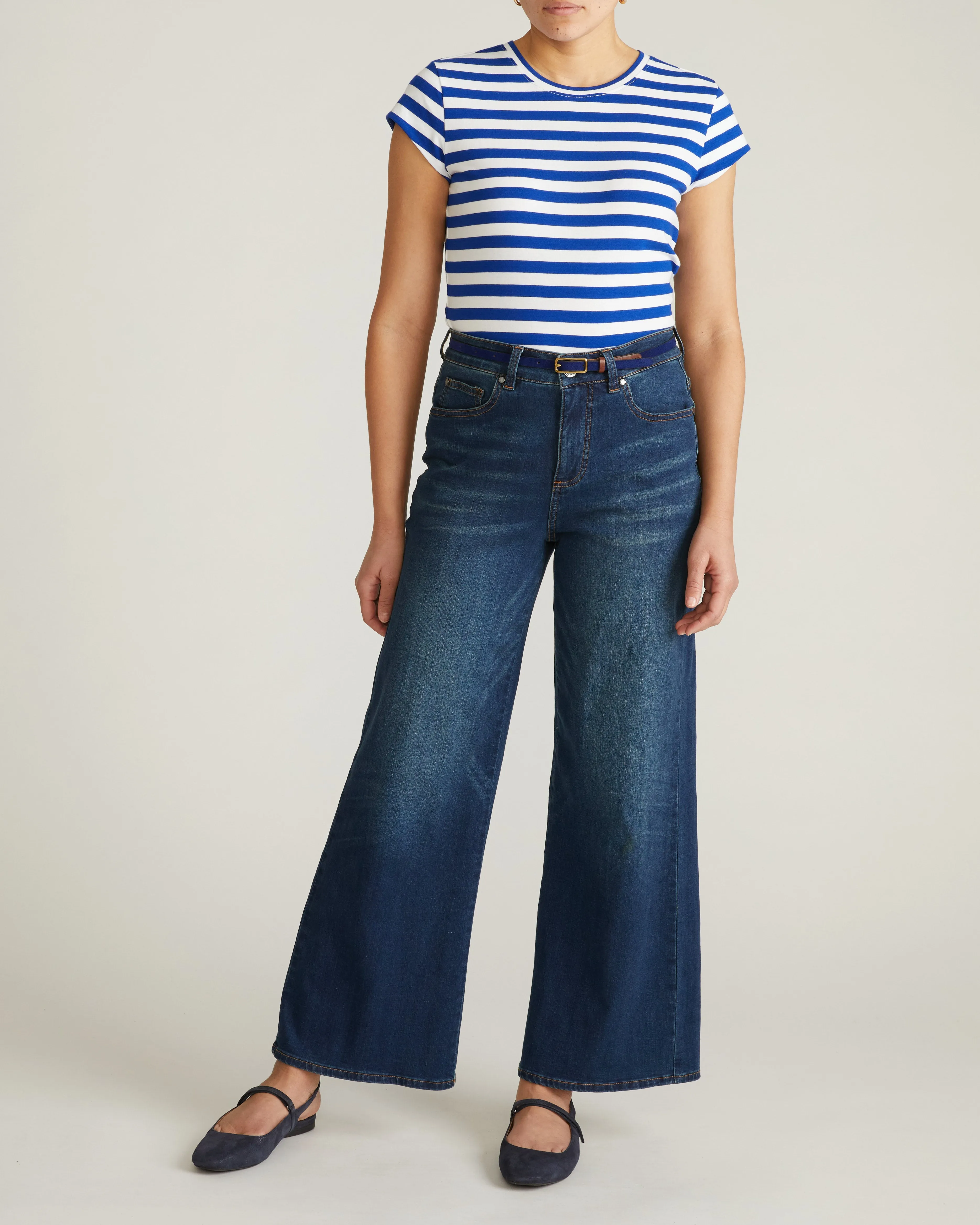 Ashley Cap Sleeve Tee - Hammersmith Blue Stripe sold by Universal Standard product image thumbnail 3