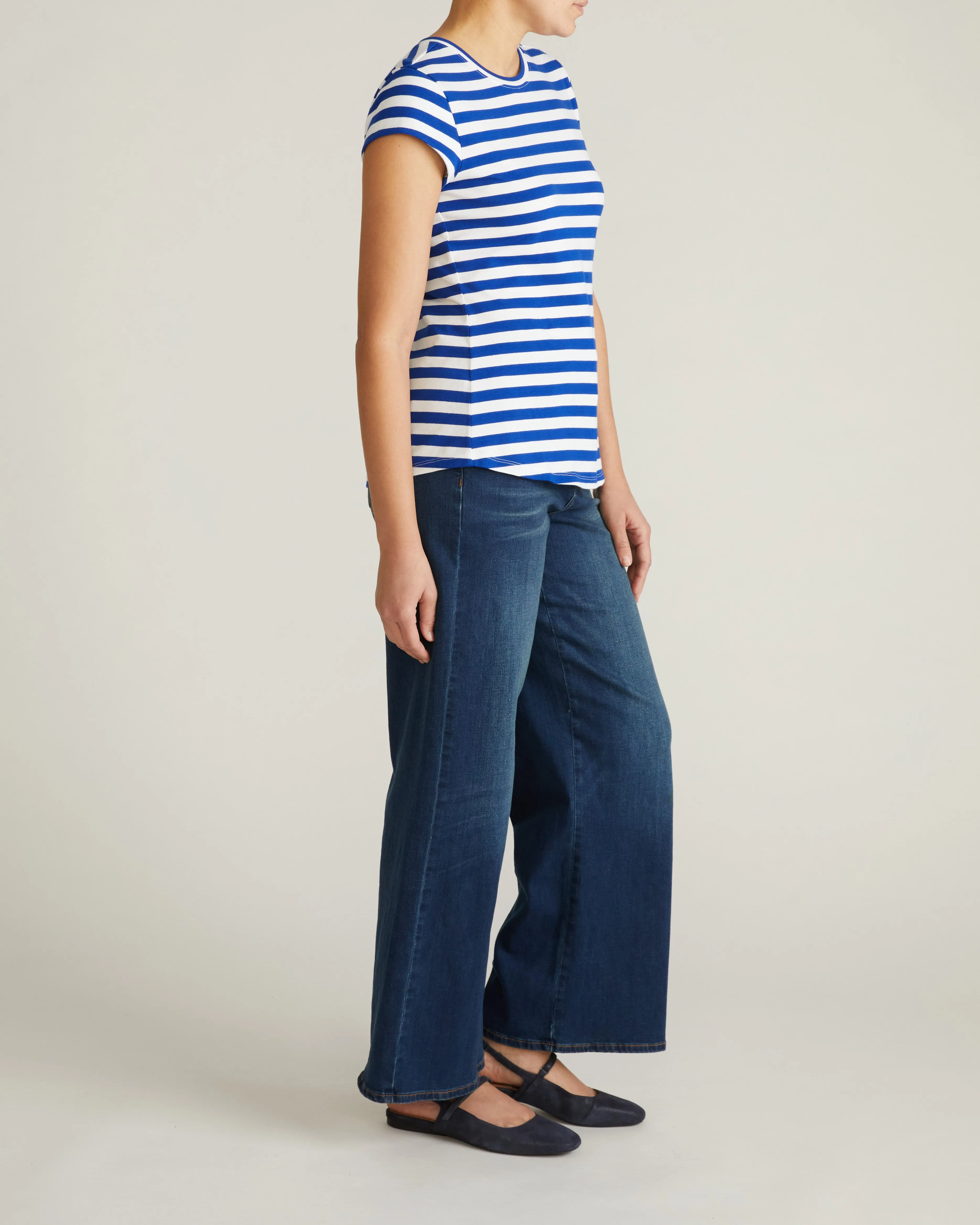 Ashley Cap Sleeve Tee - Hammersmith Blue Stripe sold by Universal Standard product image thumbnail 4