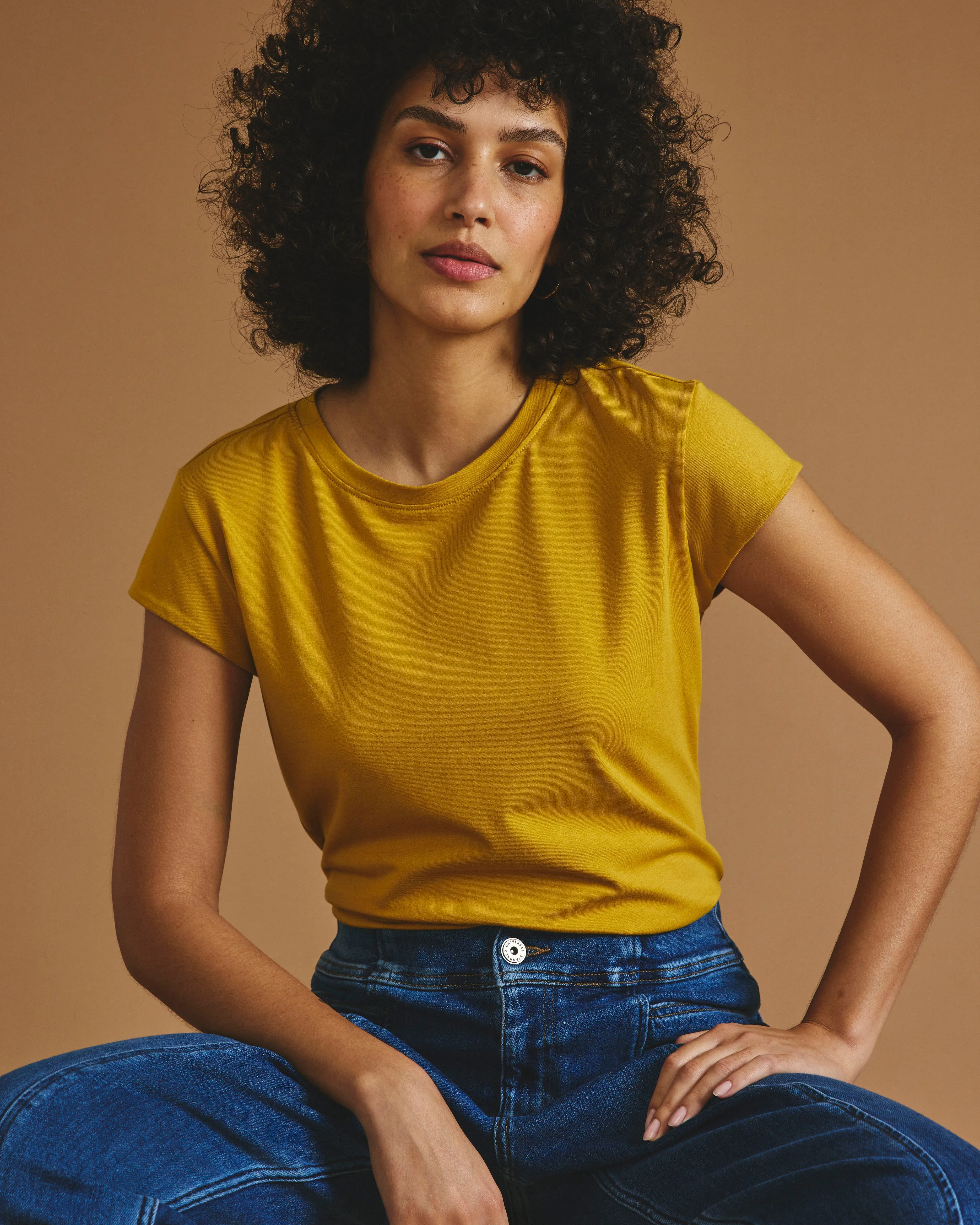 Ashley Cap Sleeve Tee - Yellow Ochre sold by Universal Standard product image thumbnail 4