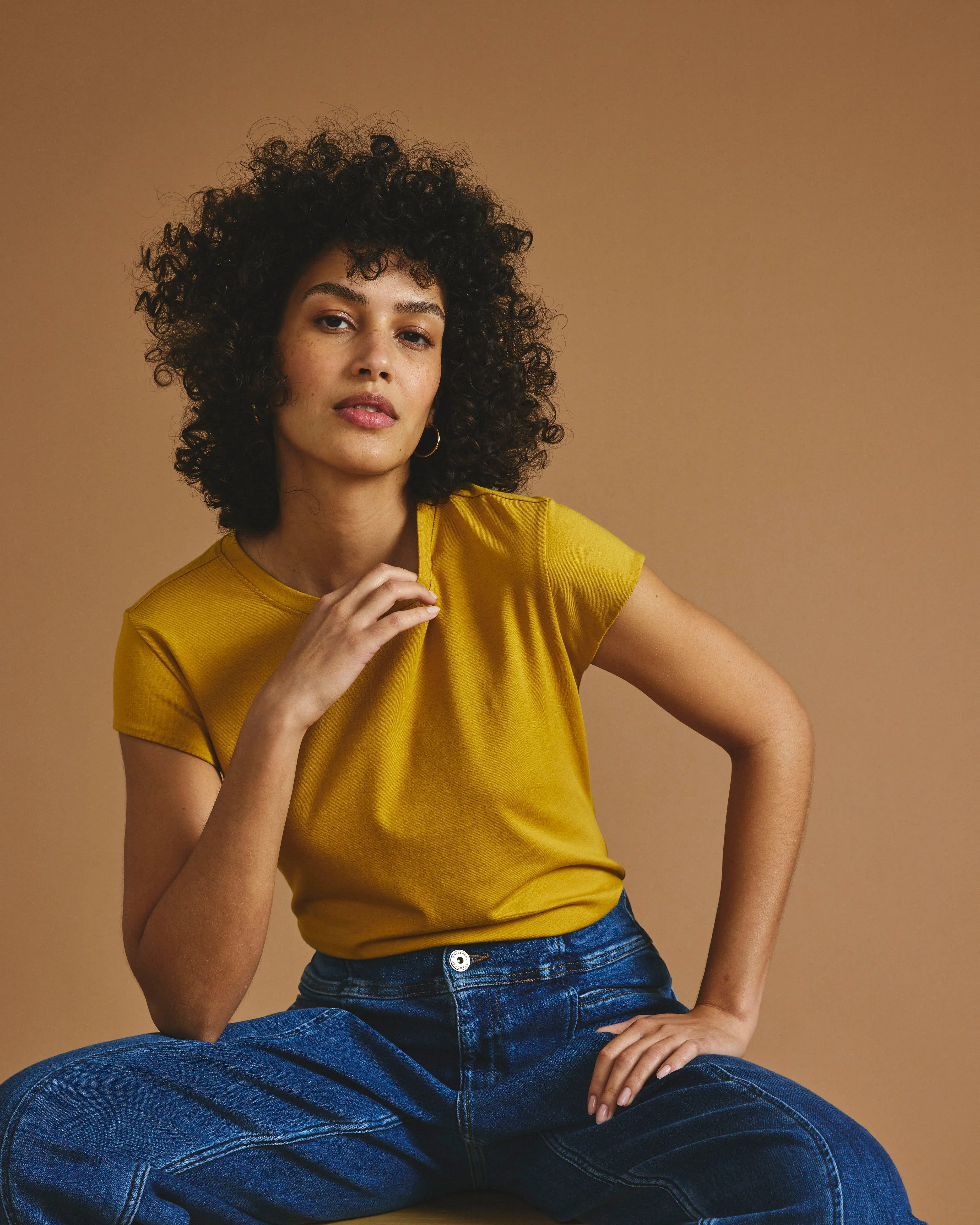 Ashley Cap Sleeve Tee - Yellow Ochre sold by Universal Standard product image thumbnail 3