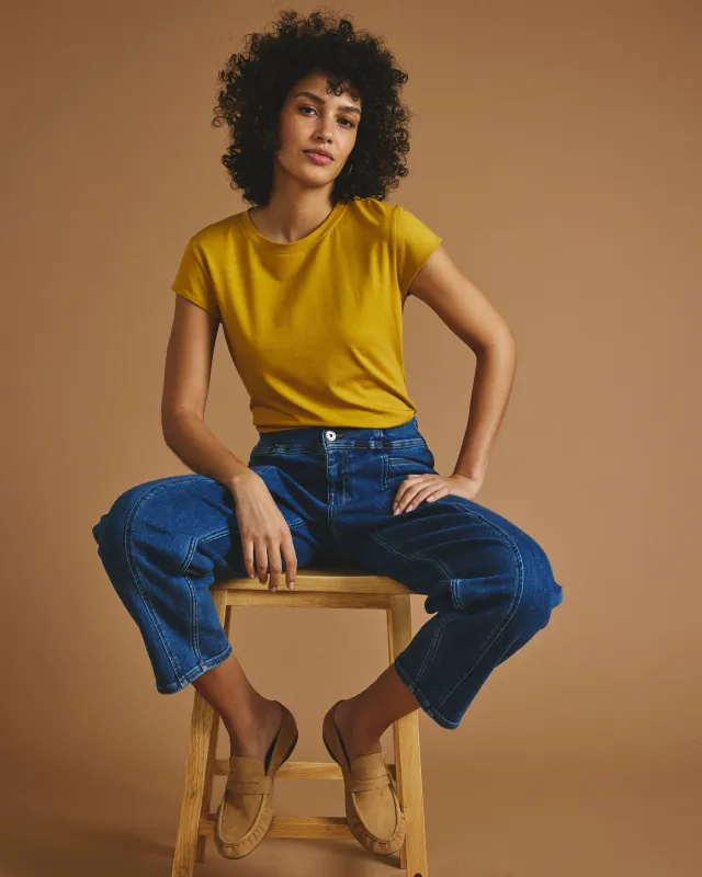 Ashley Cap Sleeve Tee - Yellow Ochre made by Universal Standard