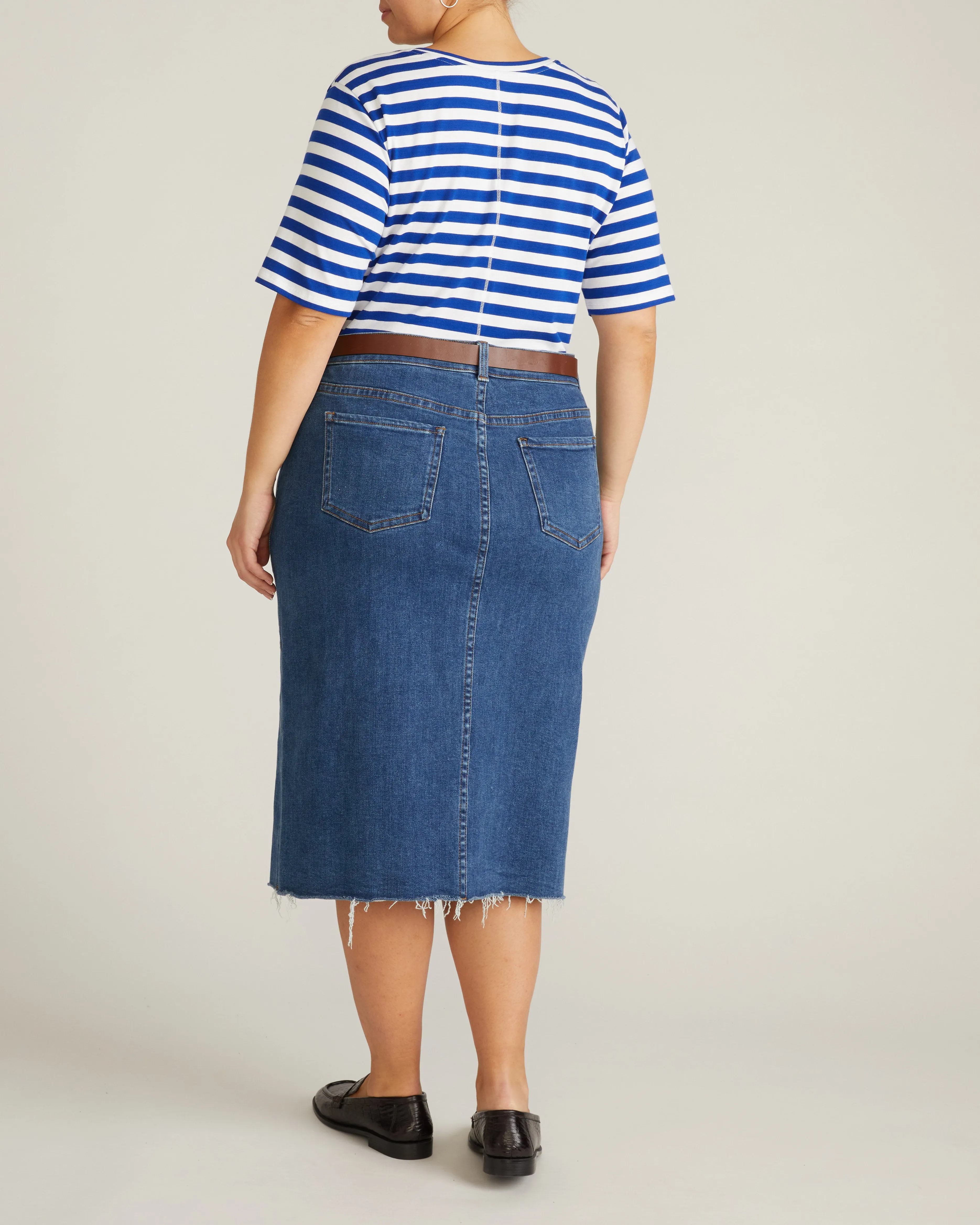 Maia Stovepipe Sleeve V Neck Tee - Hammersmith Blue Stripe sold by Universal Standard product image thumbnail 5
