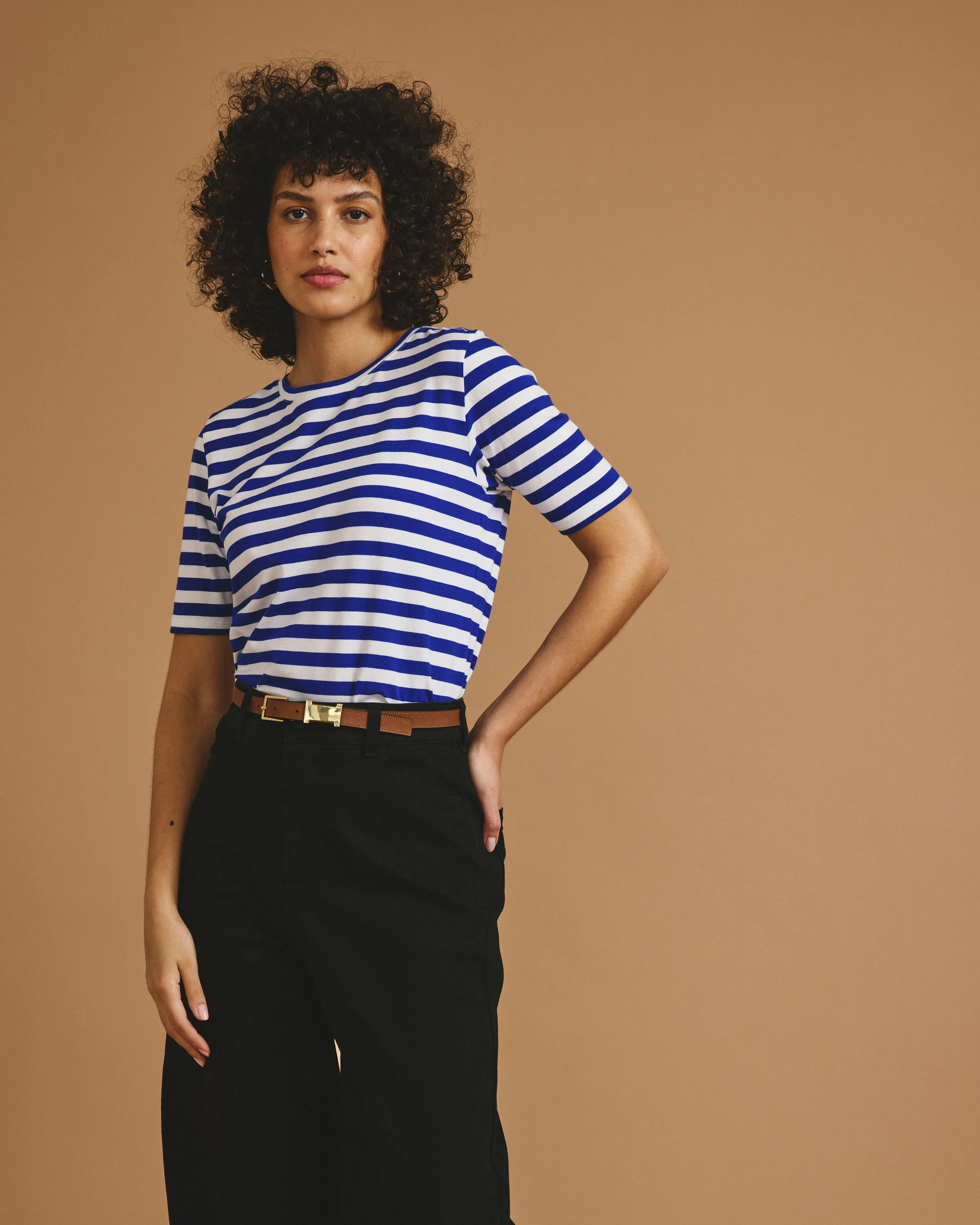 Maia Stovepipe Sleeve Tee - Hammersmith Blue Stripe sold by Universal Standard product image thumbnail 3
