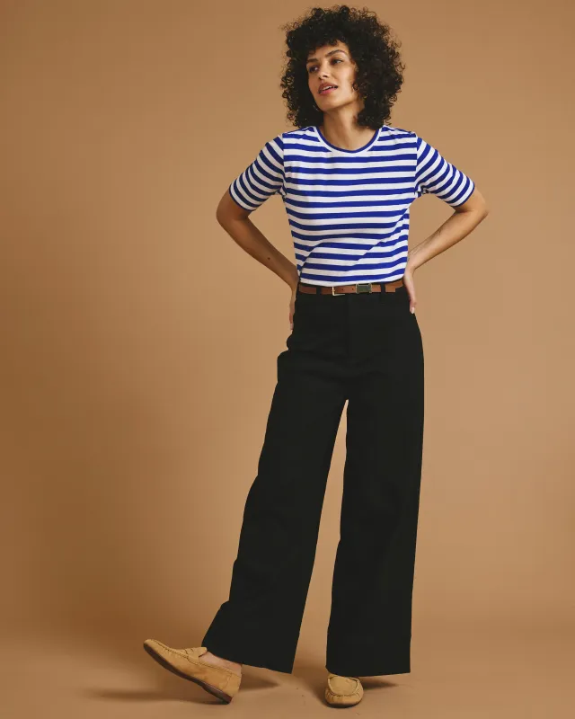 Maia Stovepipe Sleeve Tee - Hammersmith Blue Stripe made by Universal Standard