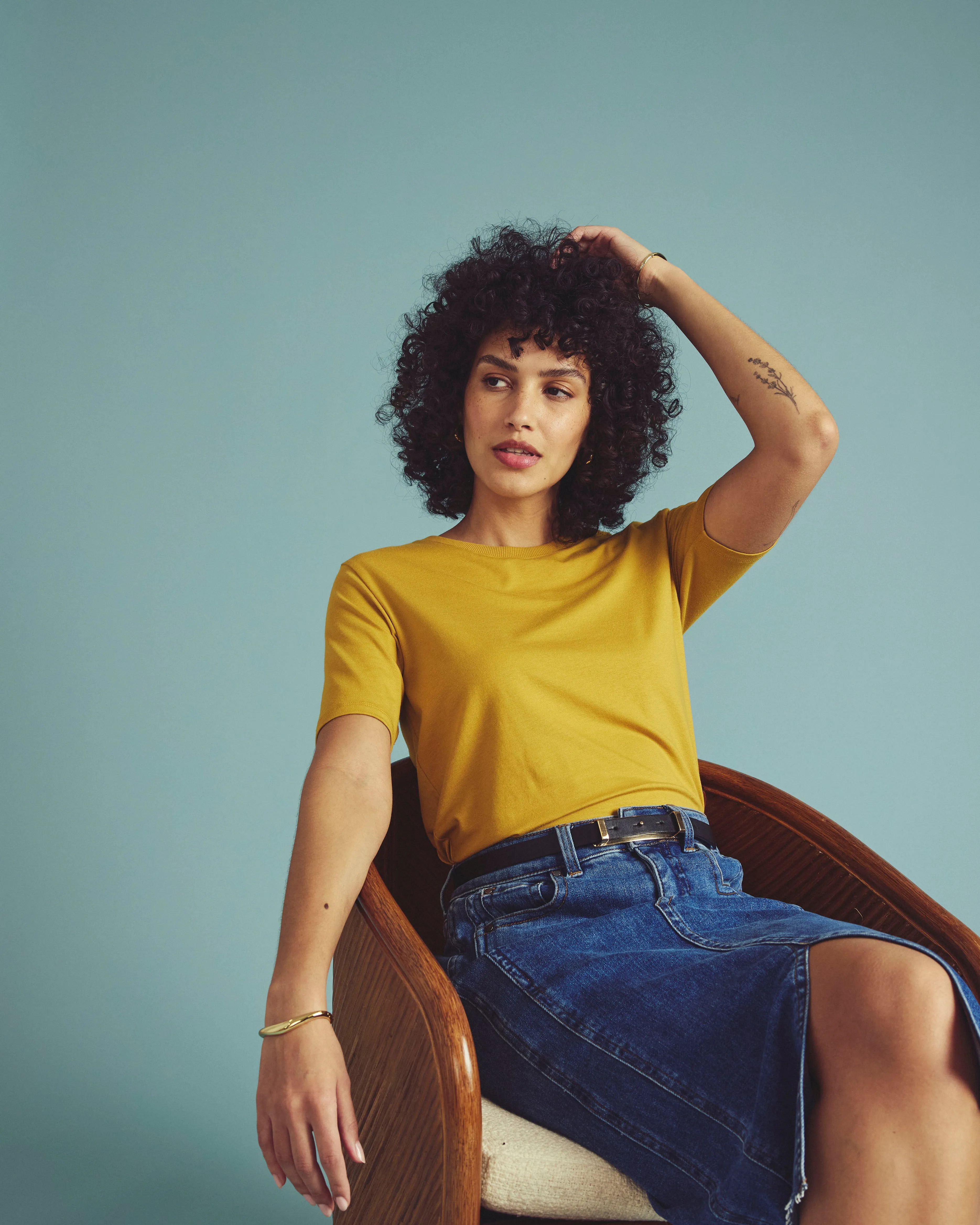 Maia Stovepipe Sleeve Tee - Yellow Ochre sold by Universal Standard product image thumbnail 2