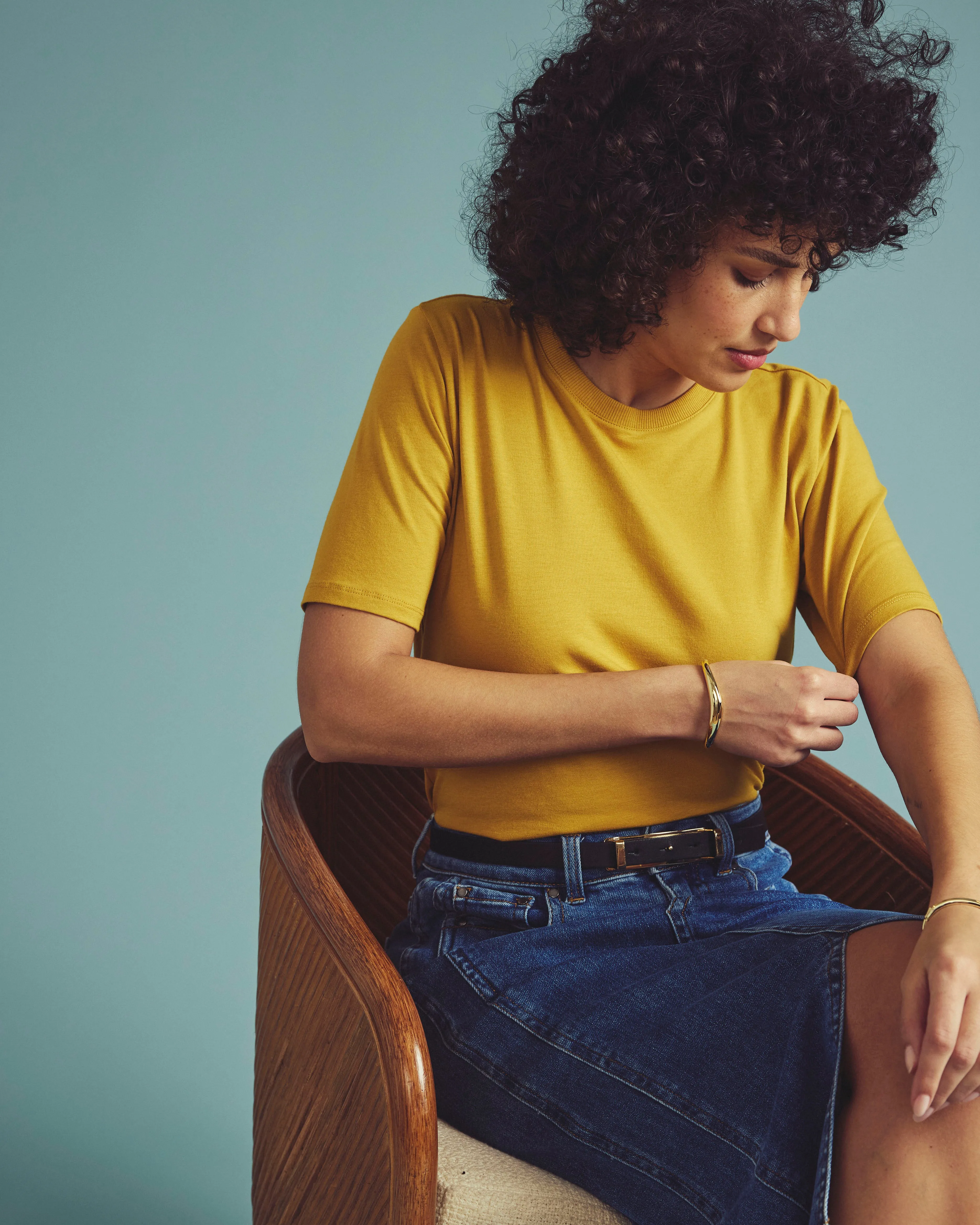 Maia Stovepipe Sleeve Tee - Yellow Ochre sold by Universal Standard product image thumbnail 3