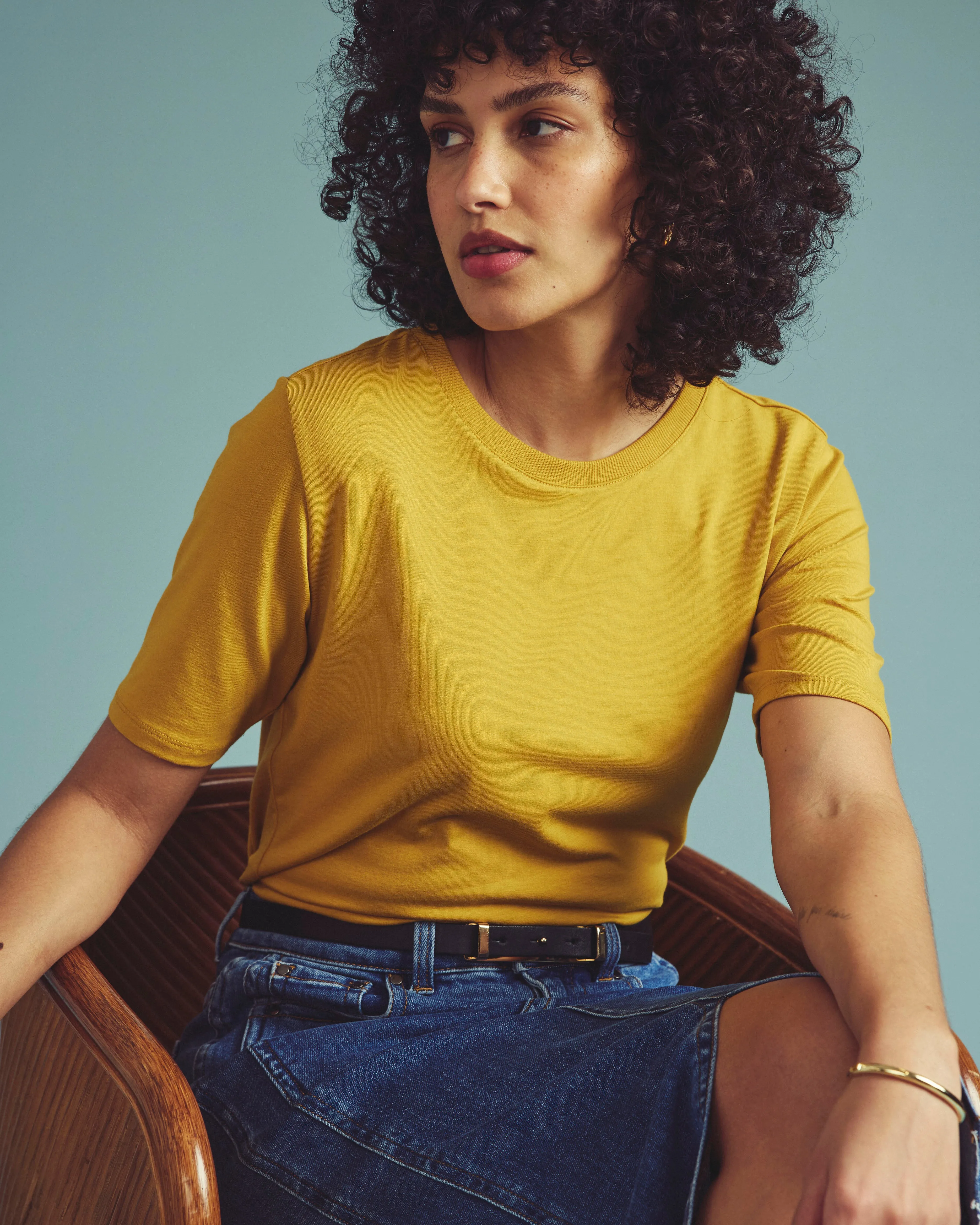 Maia Stovepipe Sleeve Tee - Yellow Ochre sold by Universal Standard