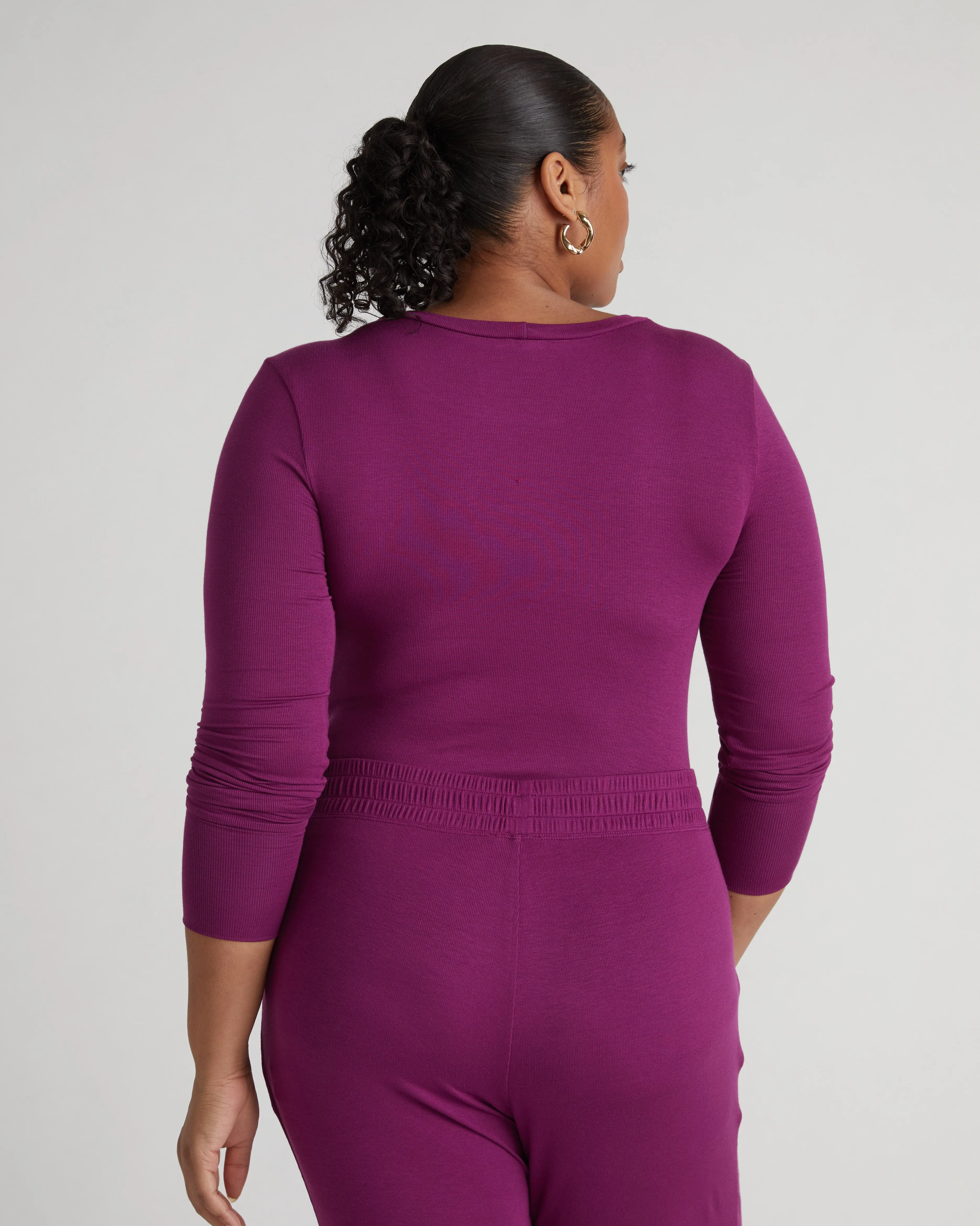 Cloud Rib Long Sleeve Crew Neck Tee - Goji Berry sold by Universal Standard product image thumbnail 3