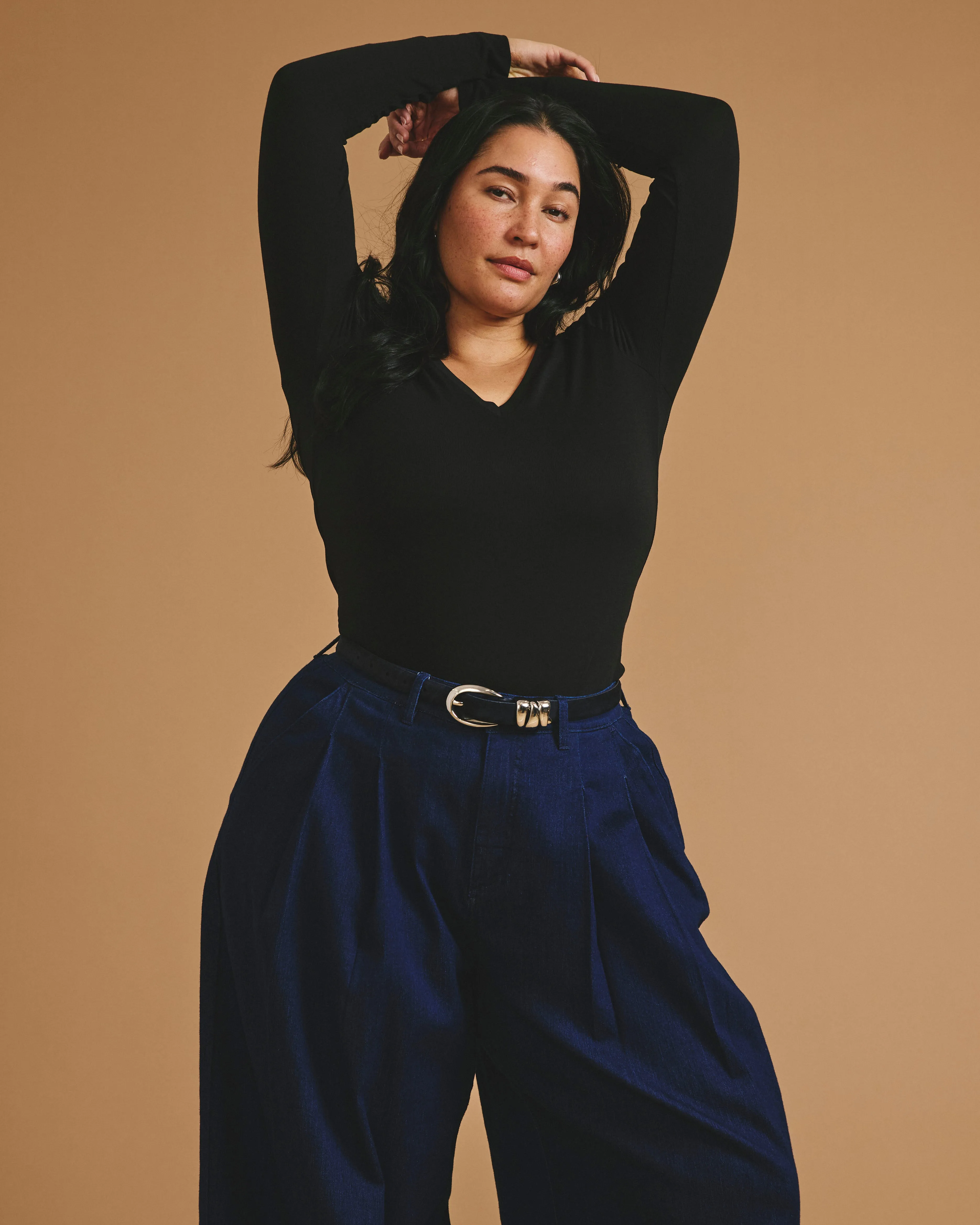 Cloud Rib Long Sleeve V-Neck Tee - Black sold by Universal Standard