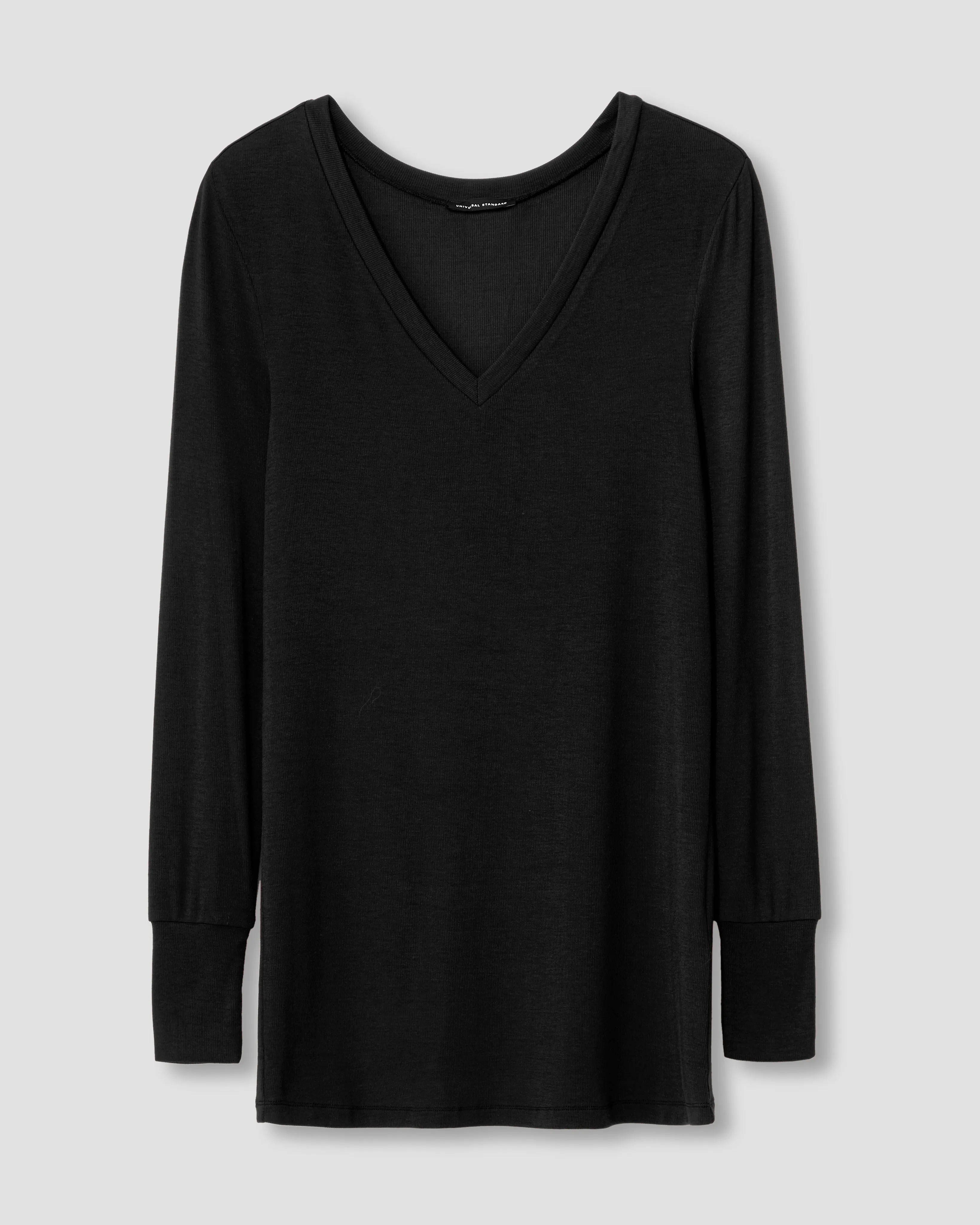 Cloud Rib Long Sleeve V-Neck Tee - Black sold by Universal Standard product image thumbnail 4