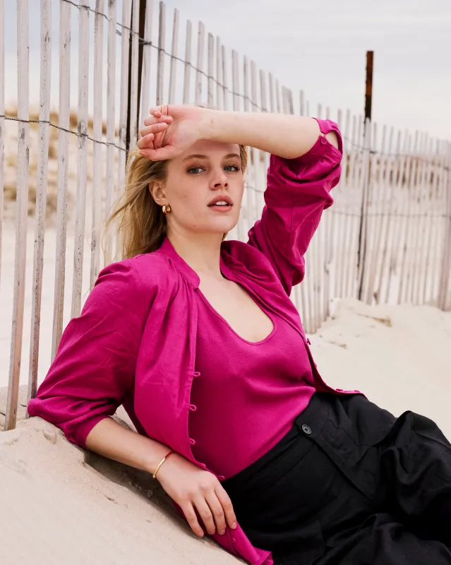 Daisy Ribbed Tank - Hyper Pink made by Universal Standard