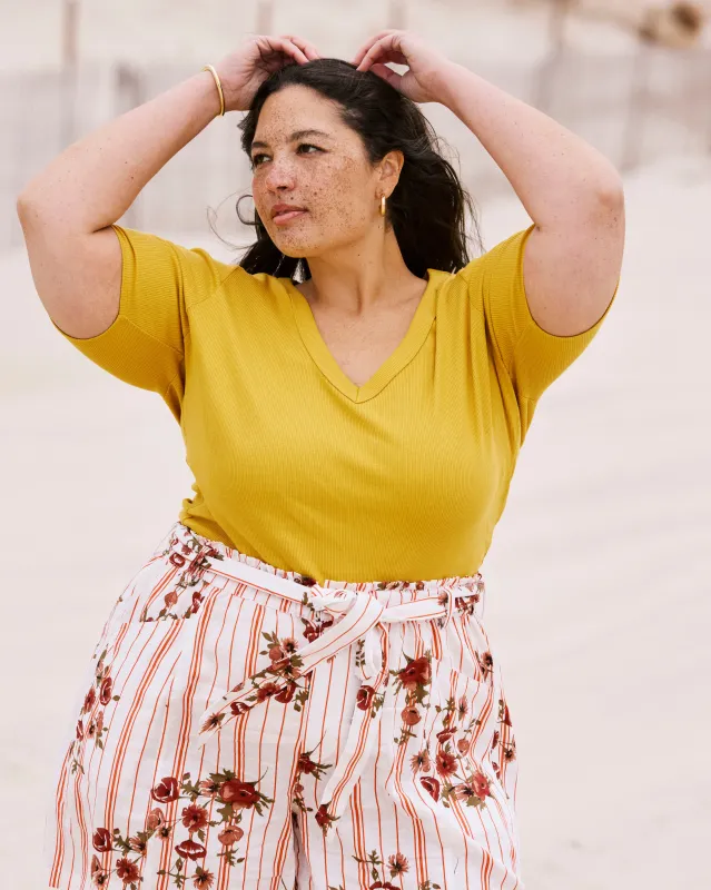 Classic V-Neck Ribbed Tee - Goldenrod made by Universal Standard