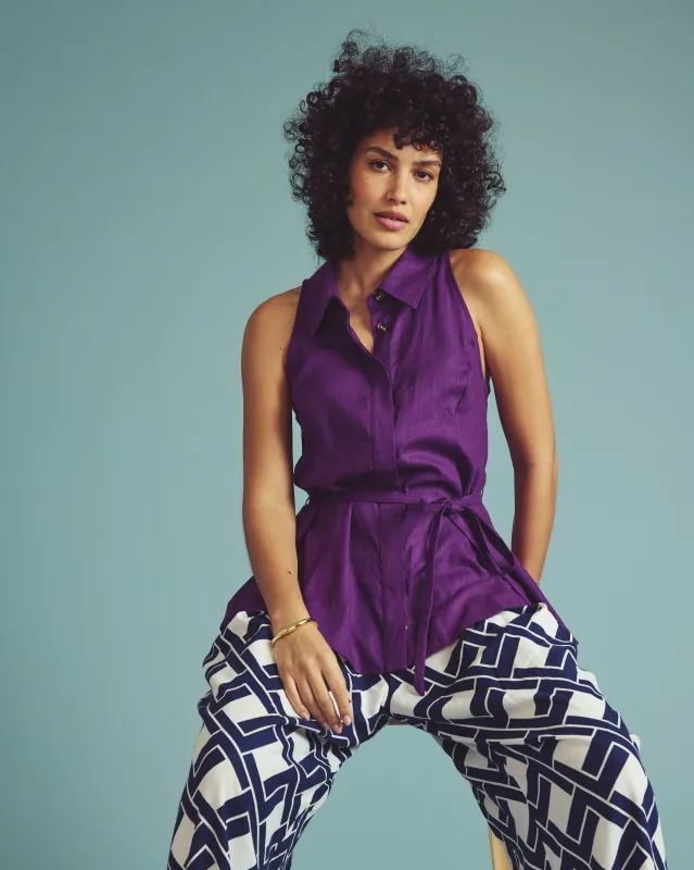 Adelaide Sleeveless Linen Shirt - Dreamy Purple made by Universal Standard