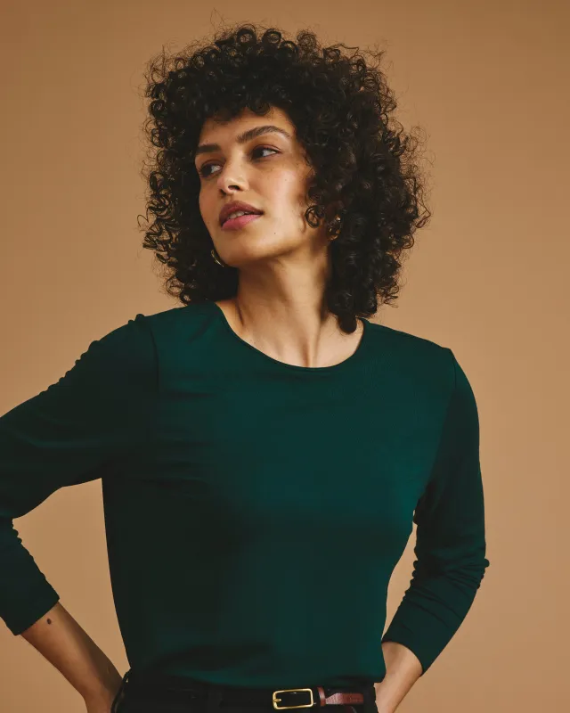 Joan Liquid Jersey Long Sleeve Top - Forest Green made by Universal Standard