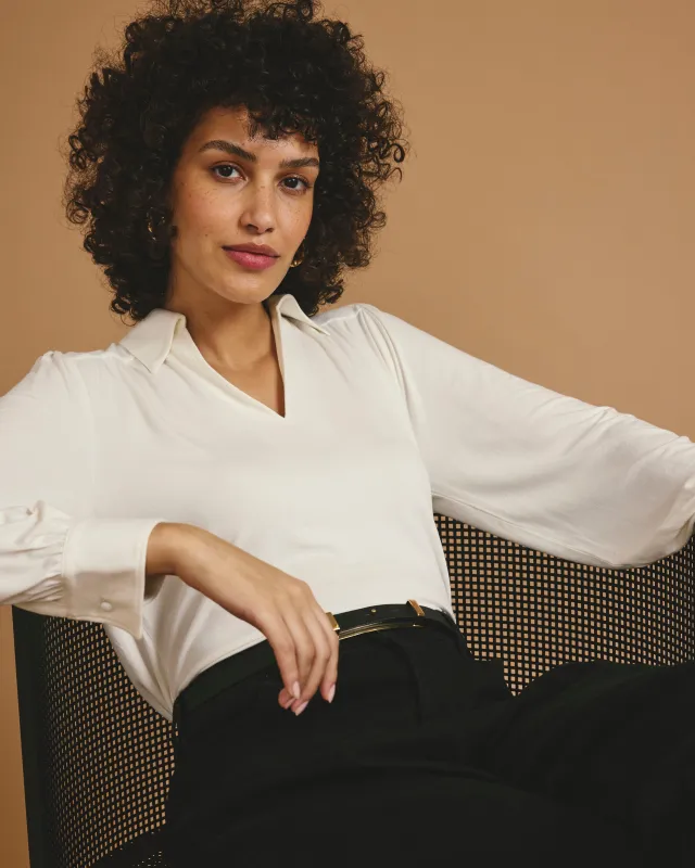 Moore Liquid Jersey Blouse - White made by Universal Standard