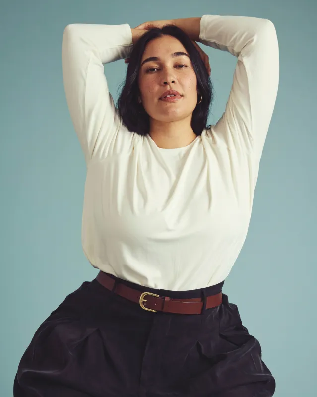 Joan Liquid Jersey Long Sleeve Top - White made by Universal Standard