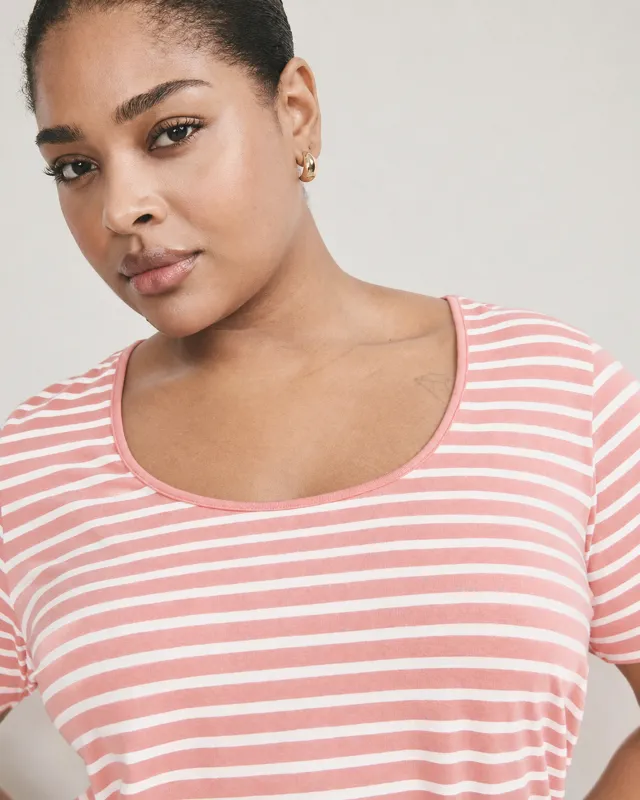 Scoop Neck Tee - Portrait Pink/White Stripe made by Universal Standard
