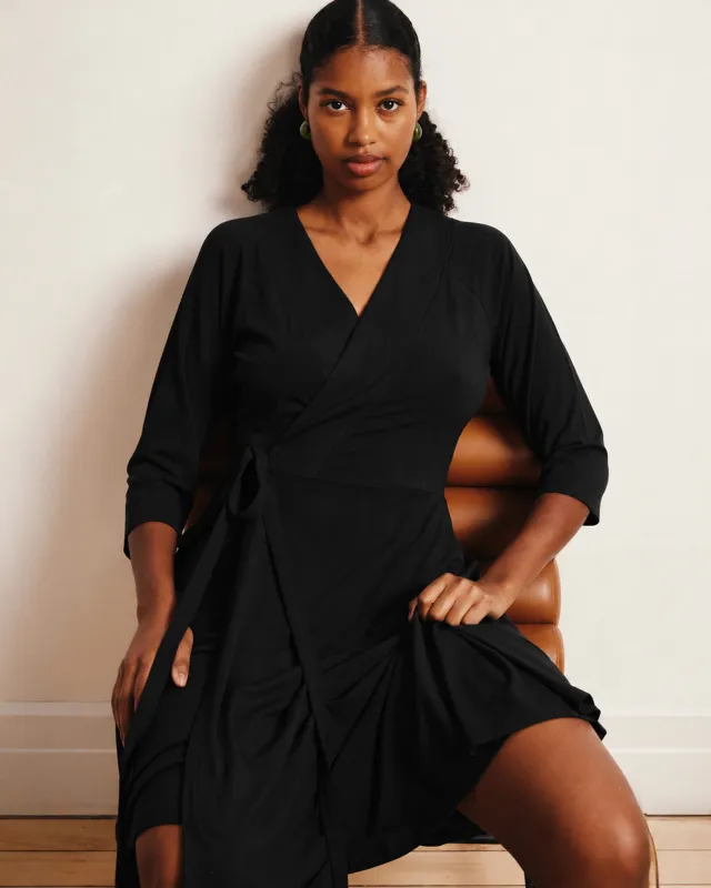 The Divine Jersey Wrap Dress - Black made by Universal Standard