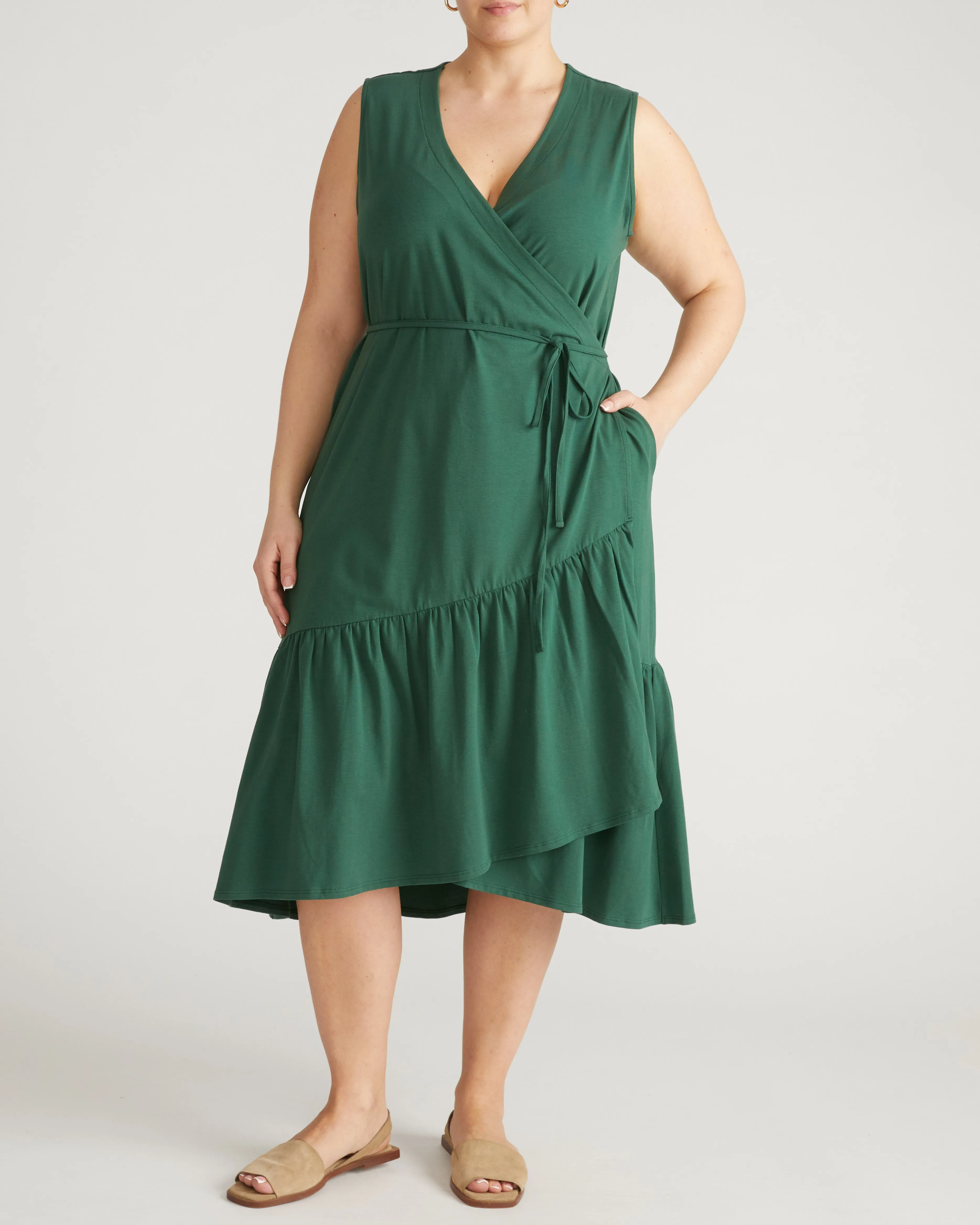 Tiered Twirl Wrap Dress - Conifer sold by Universal Standard product image thumbnail 2