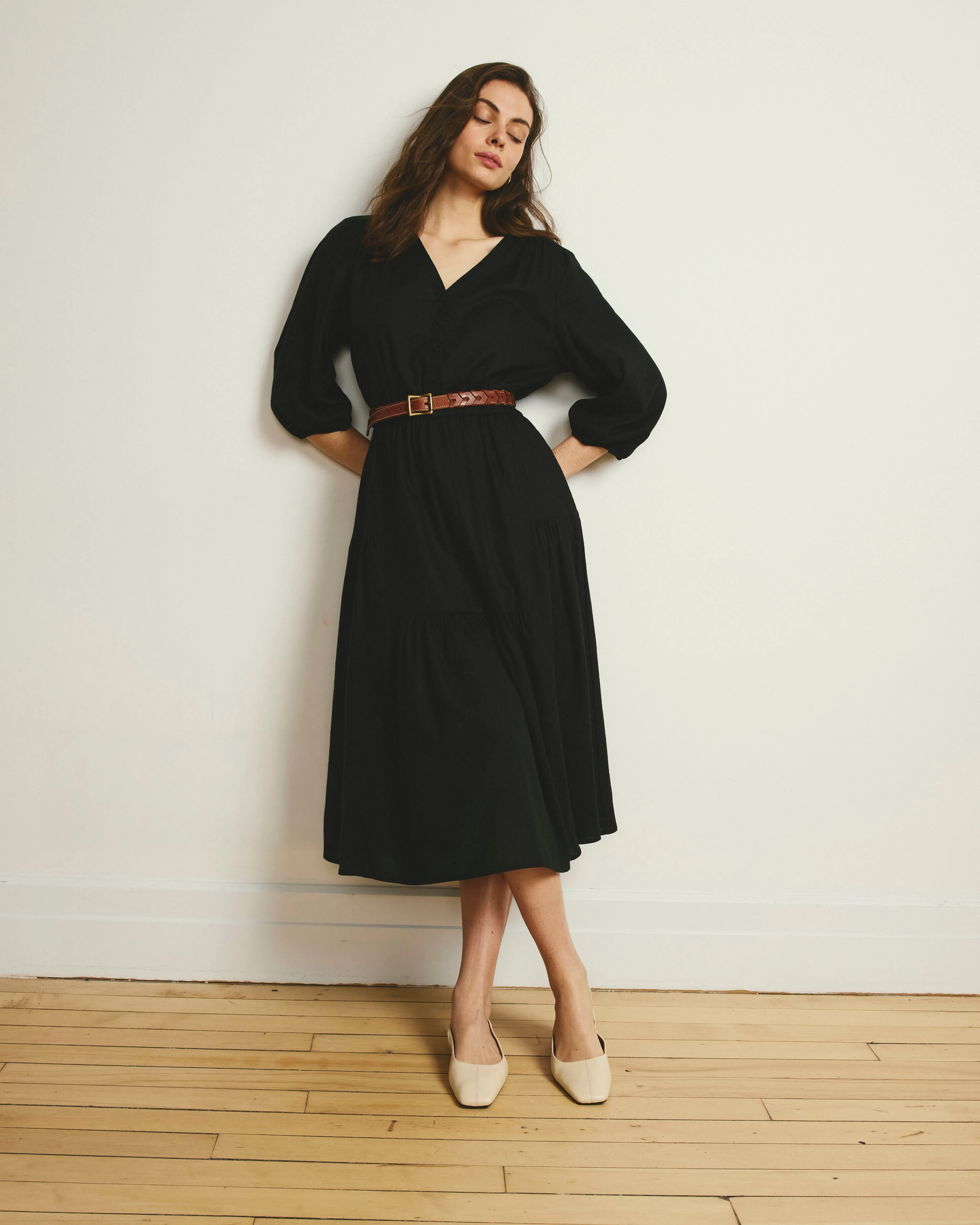 Sorrento Linen Midi Dress - Black sold by Universal Standard product image thumbnail 4