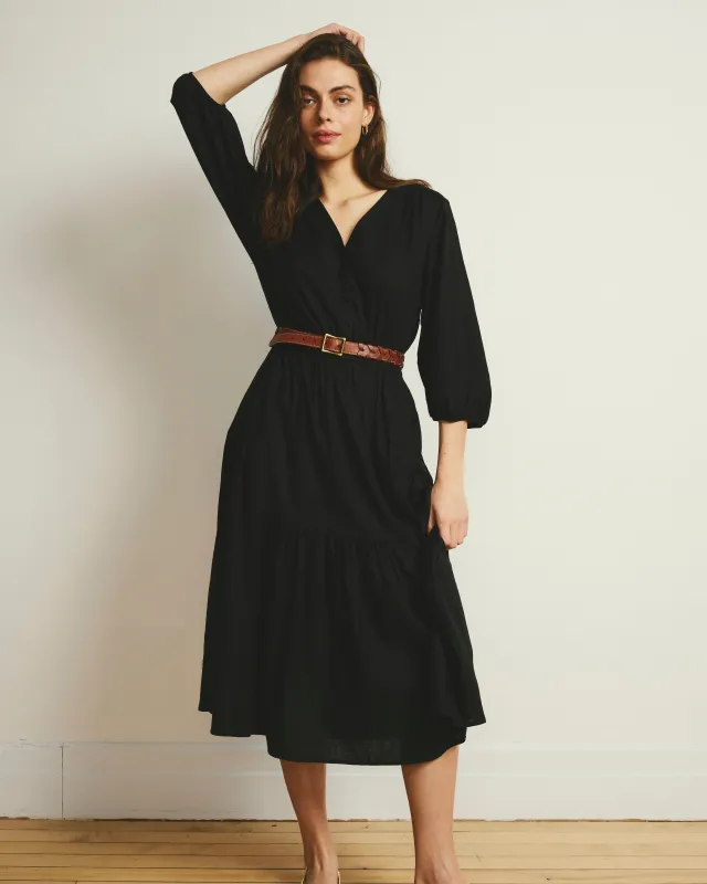 Sorrento Linen Midi Dress - Black made by Universal Standard