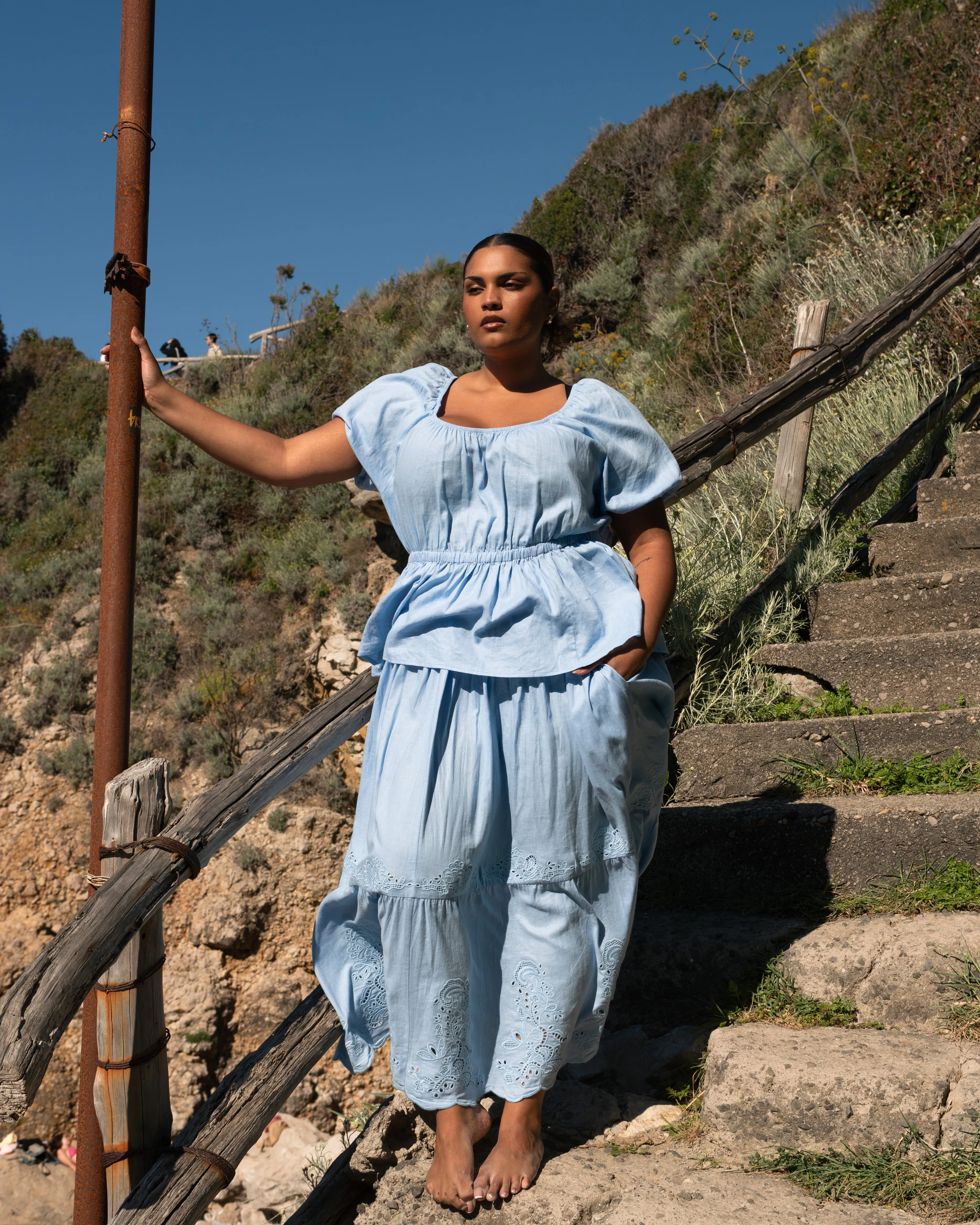 Andrea Peplum Linen Top - Cielo Blue sold by Universal Standard product image thumbnail 4