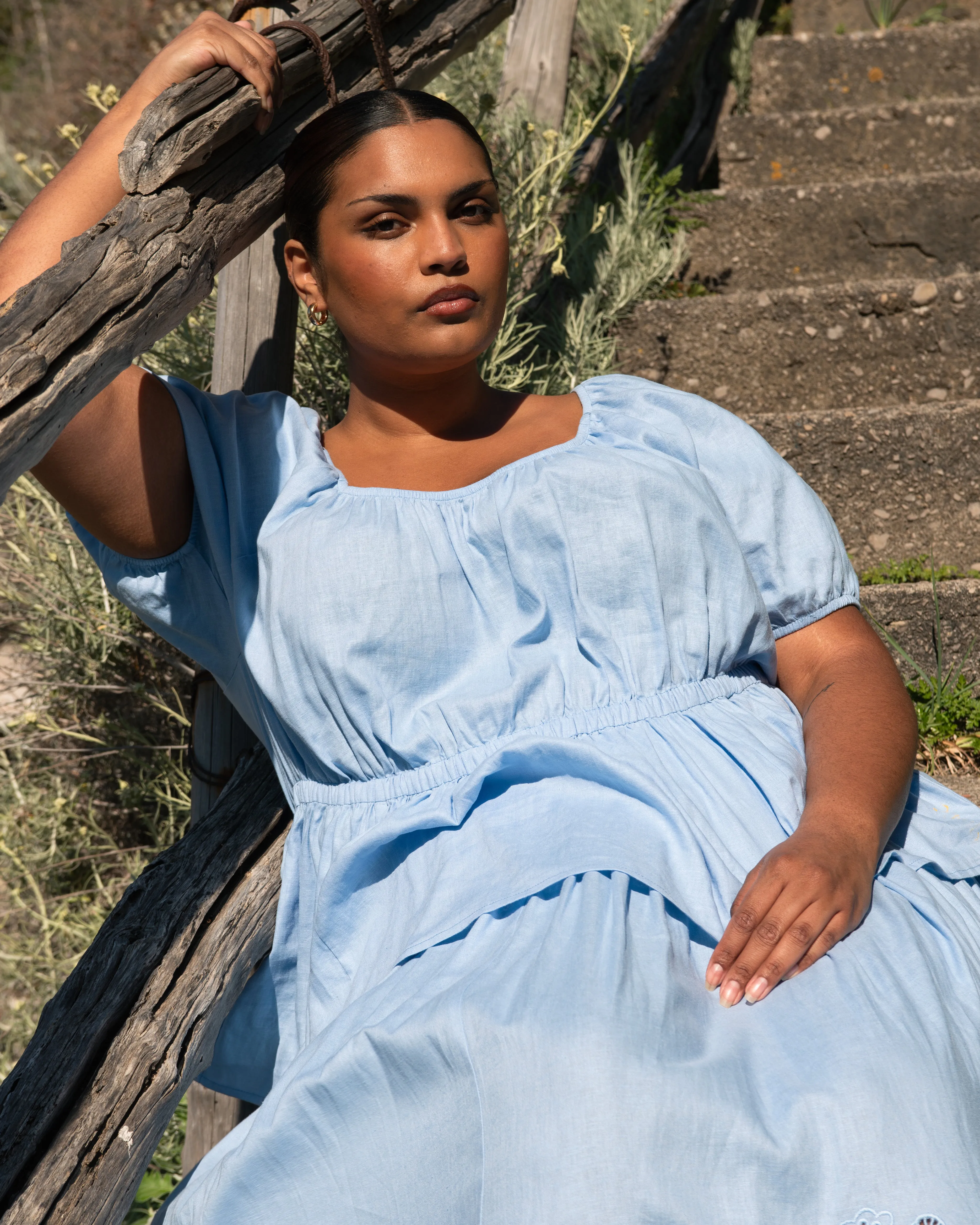 Andrea Peplum Linen Top - Cielo Blue sold by Universal Standard product image thumbnail 2