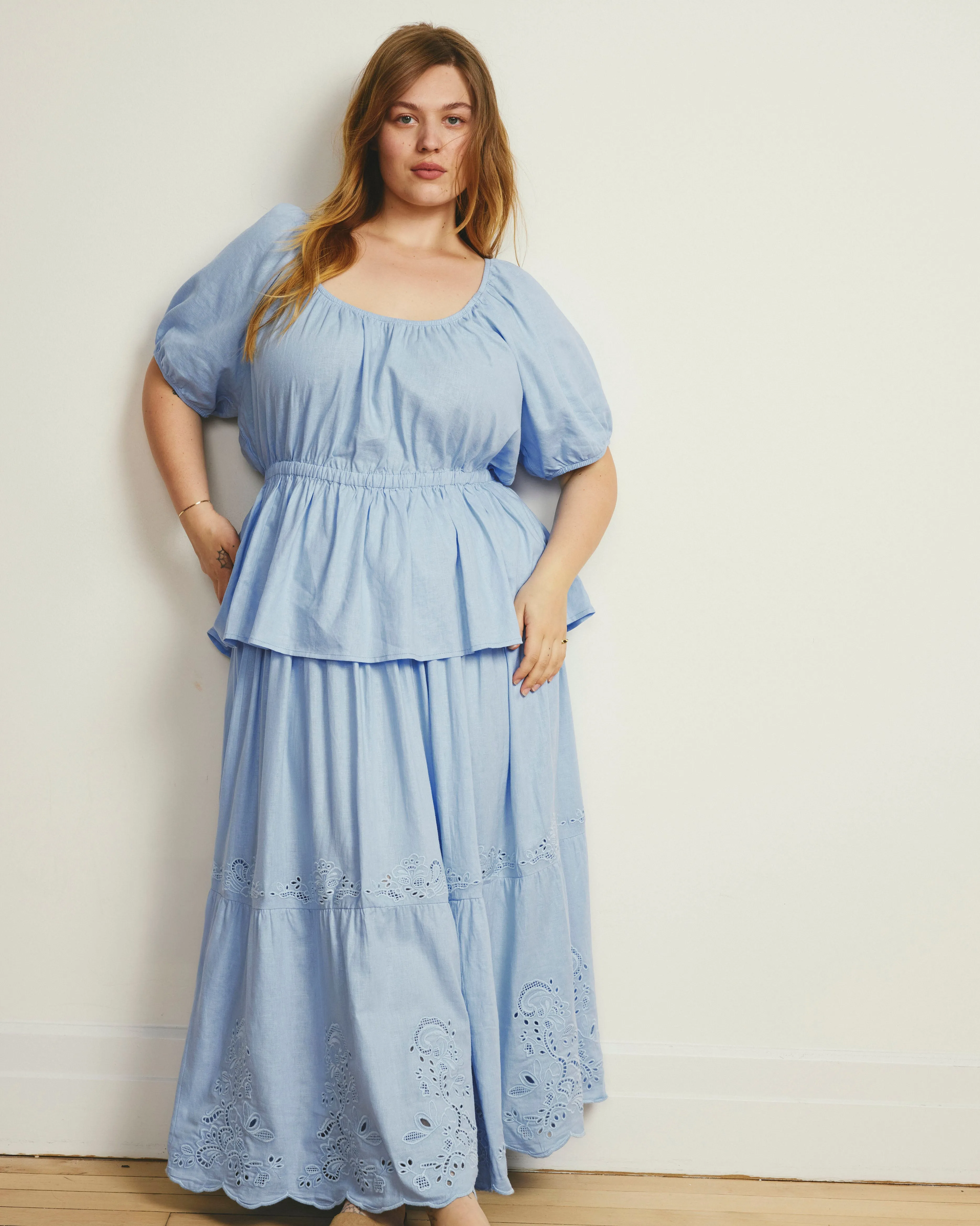 Andrea Peplum Linen Top - Cielo Blue sold by Universal Standard product image thumbnail 5