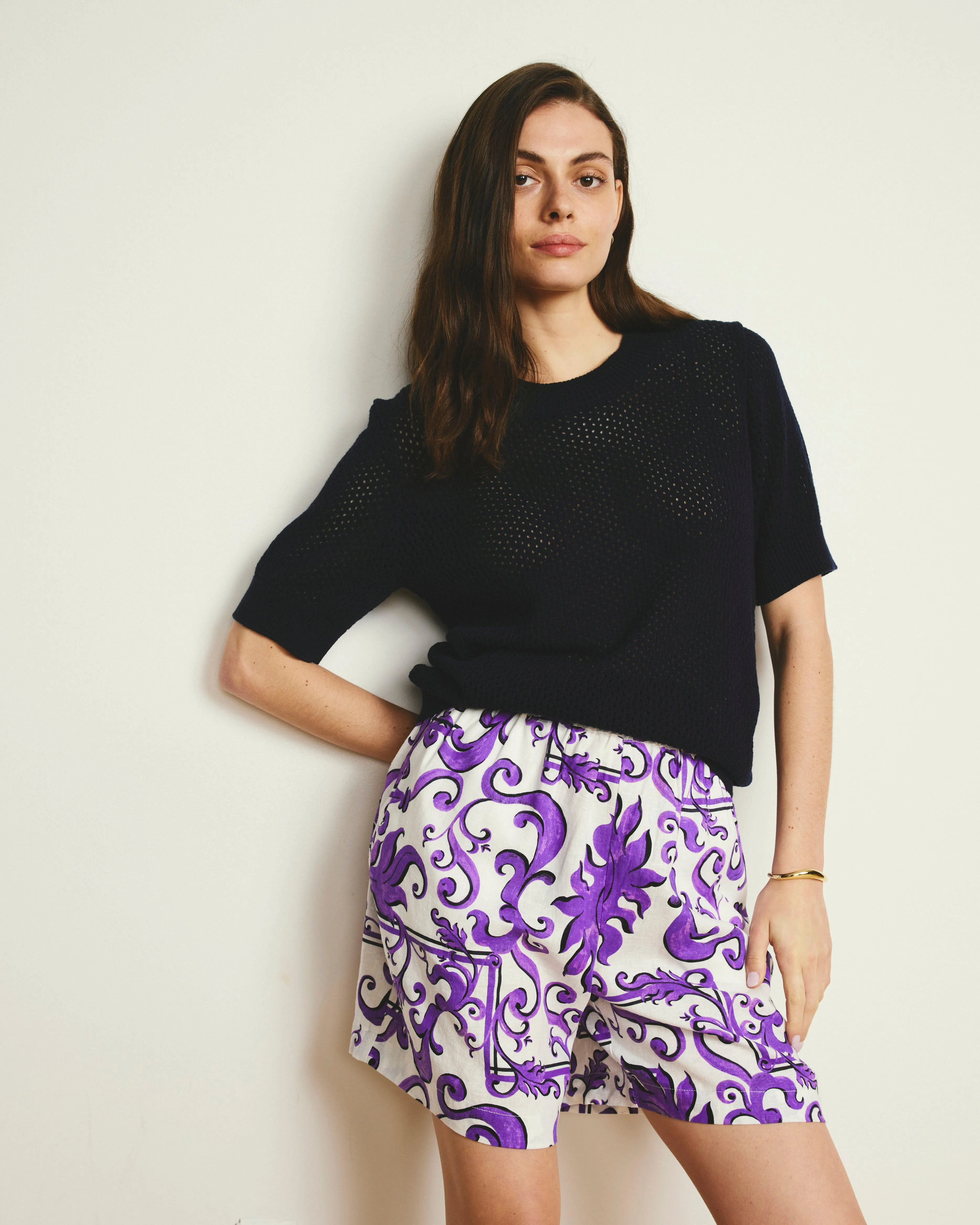 Rosie Pointelle Sweater Top - Navy sold by Universal Standard